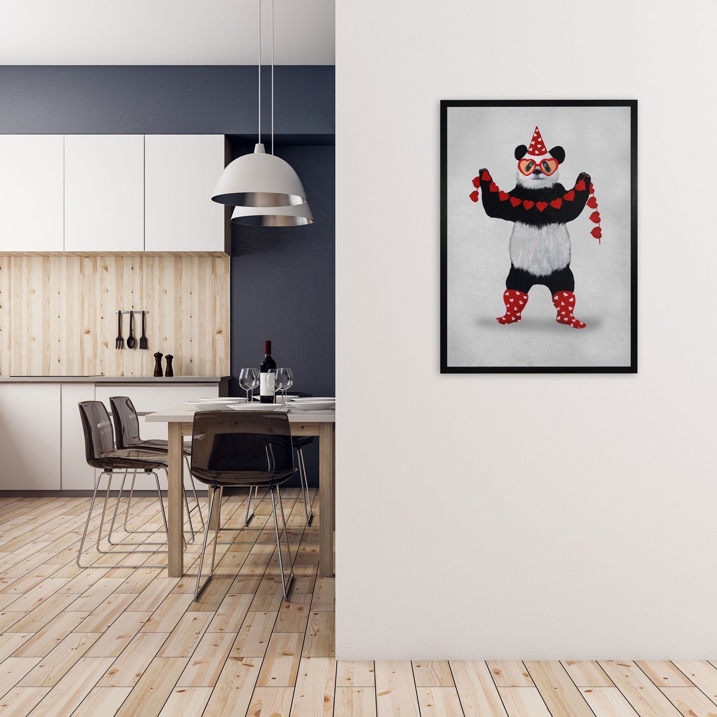 Panda Party Art Print by Coco Deparis A1 White Frame