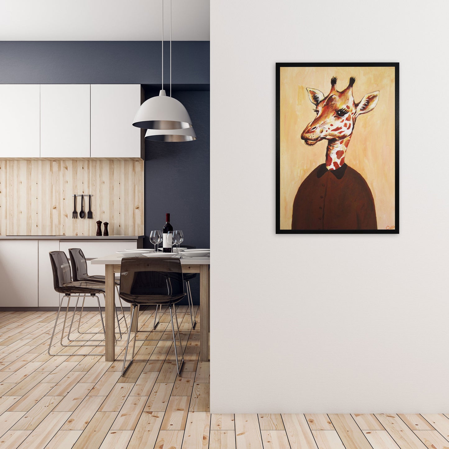Giraffe 02 Art Print by Coco Deparis A1 White Frame