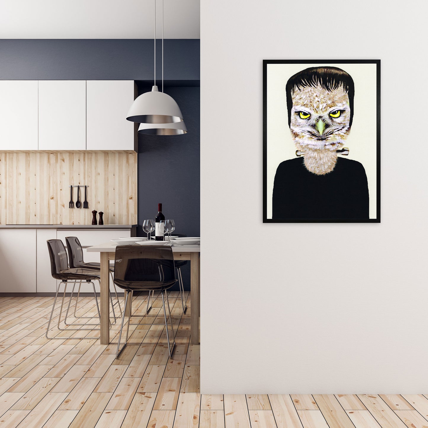 Frankenstein Art Print by Coco Deparis A1 White Frame