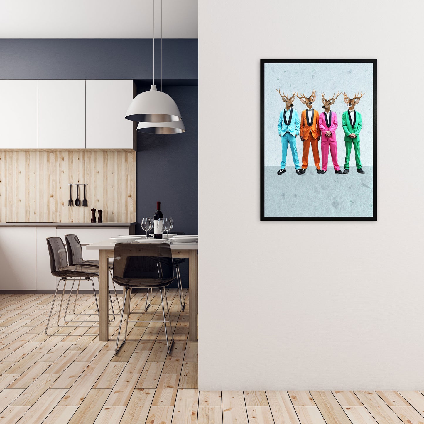 Deer Rock And Roll 2 Art Print by Coco Deparis A1 White Frame