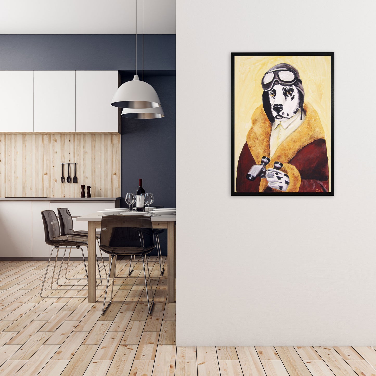 Dalmatian Pilote Art Print by Coco Deparis A1 White Frame