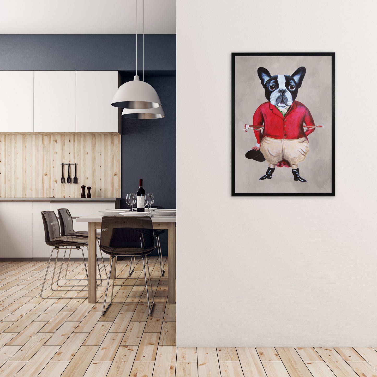 Bulldog Horse Driver Art Print by Coco Deparis A1 White Frame