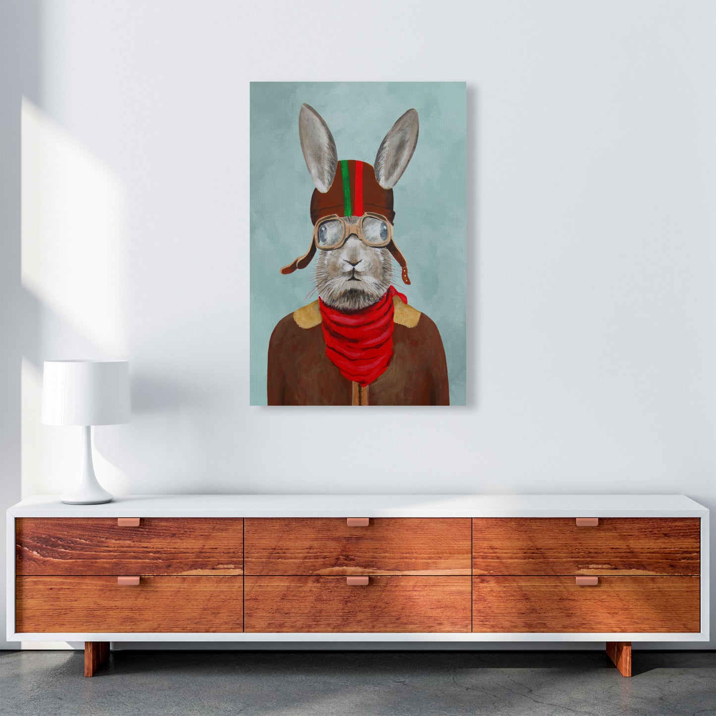 Rabbit With Helmet Art Print by Coco Deparis A1 Canvas