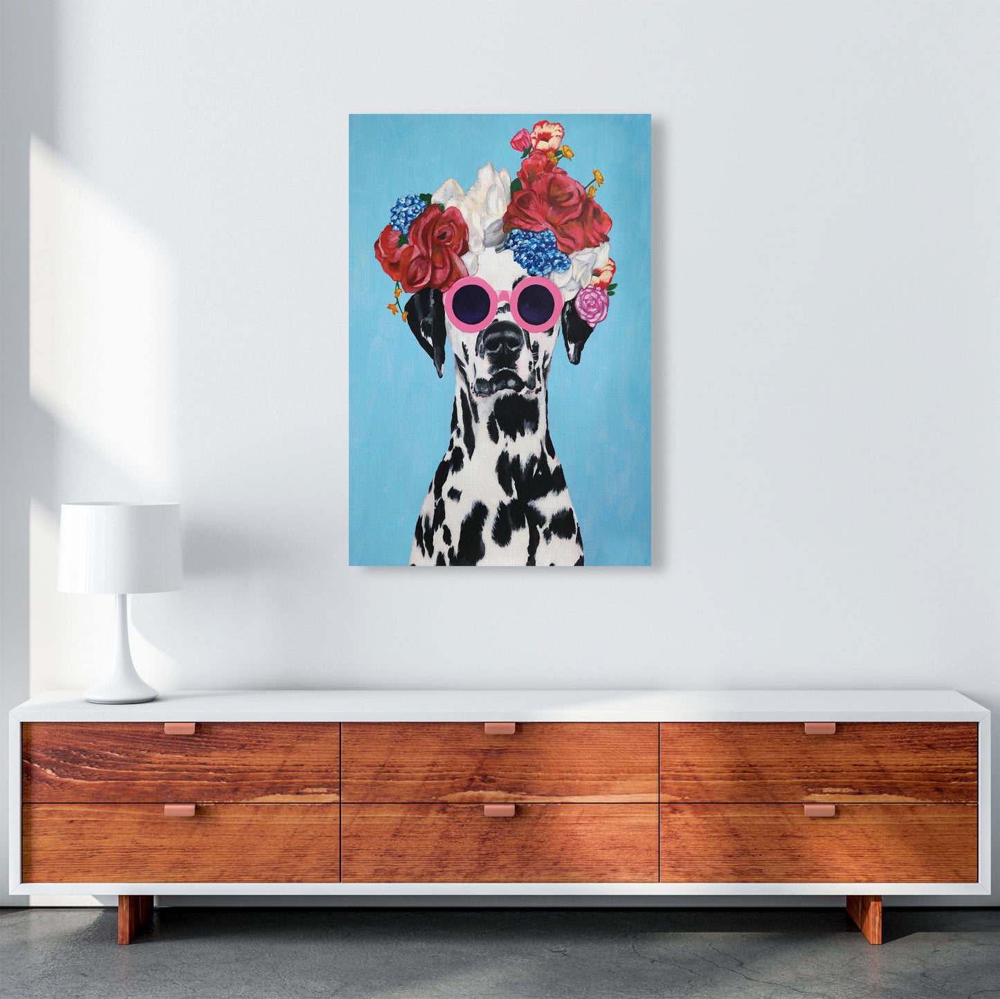 Fashion Dalmatian Blue Art Print by Coco Deparis A1 Canvas