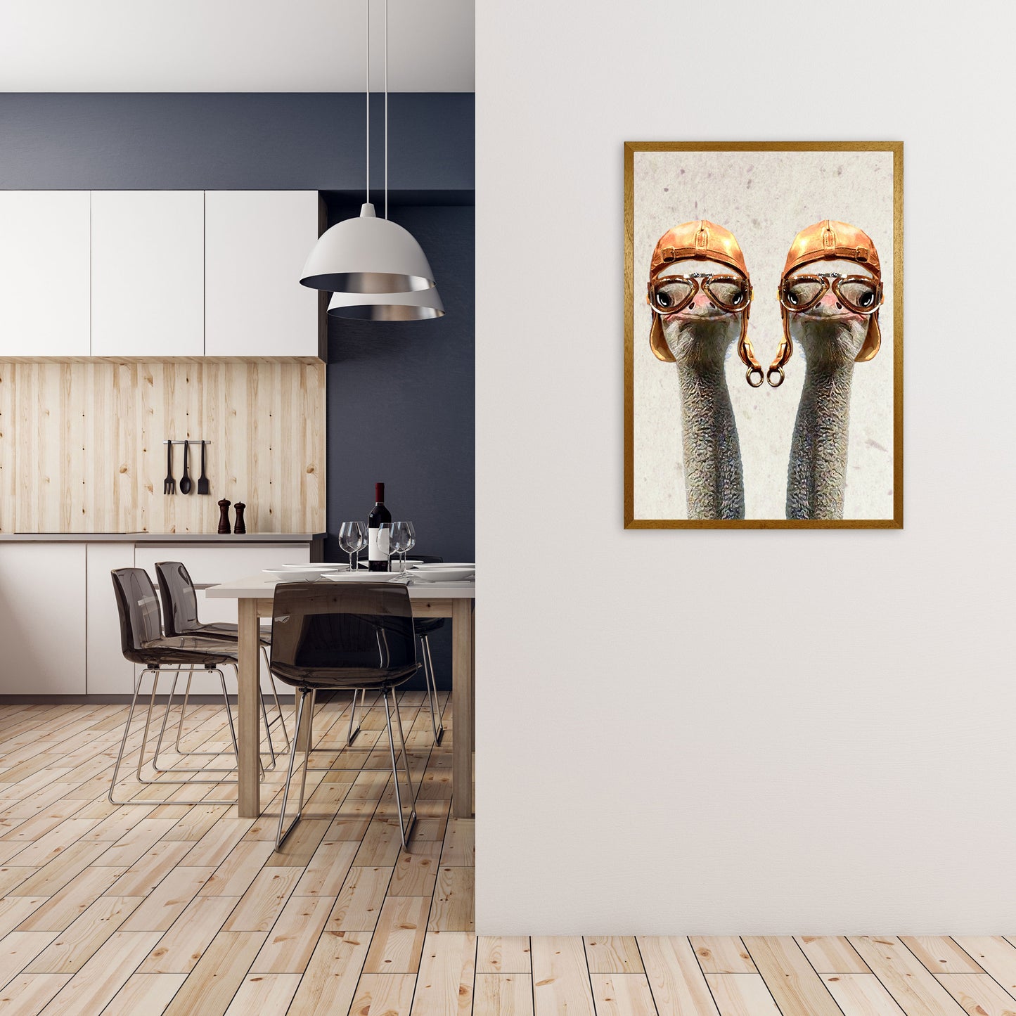 Ostriches Vintage Pilotes 2 Art Print by Coco Deparis A1 Print Only