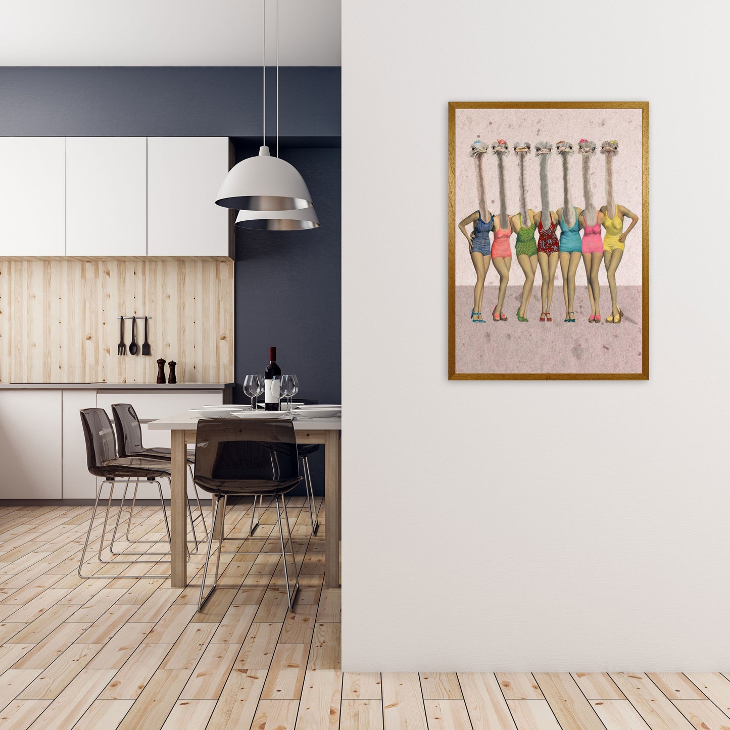 Ostriches In Bathsuites Art Print by Coco Deparis A1 Print Only