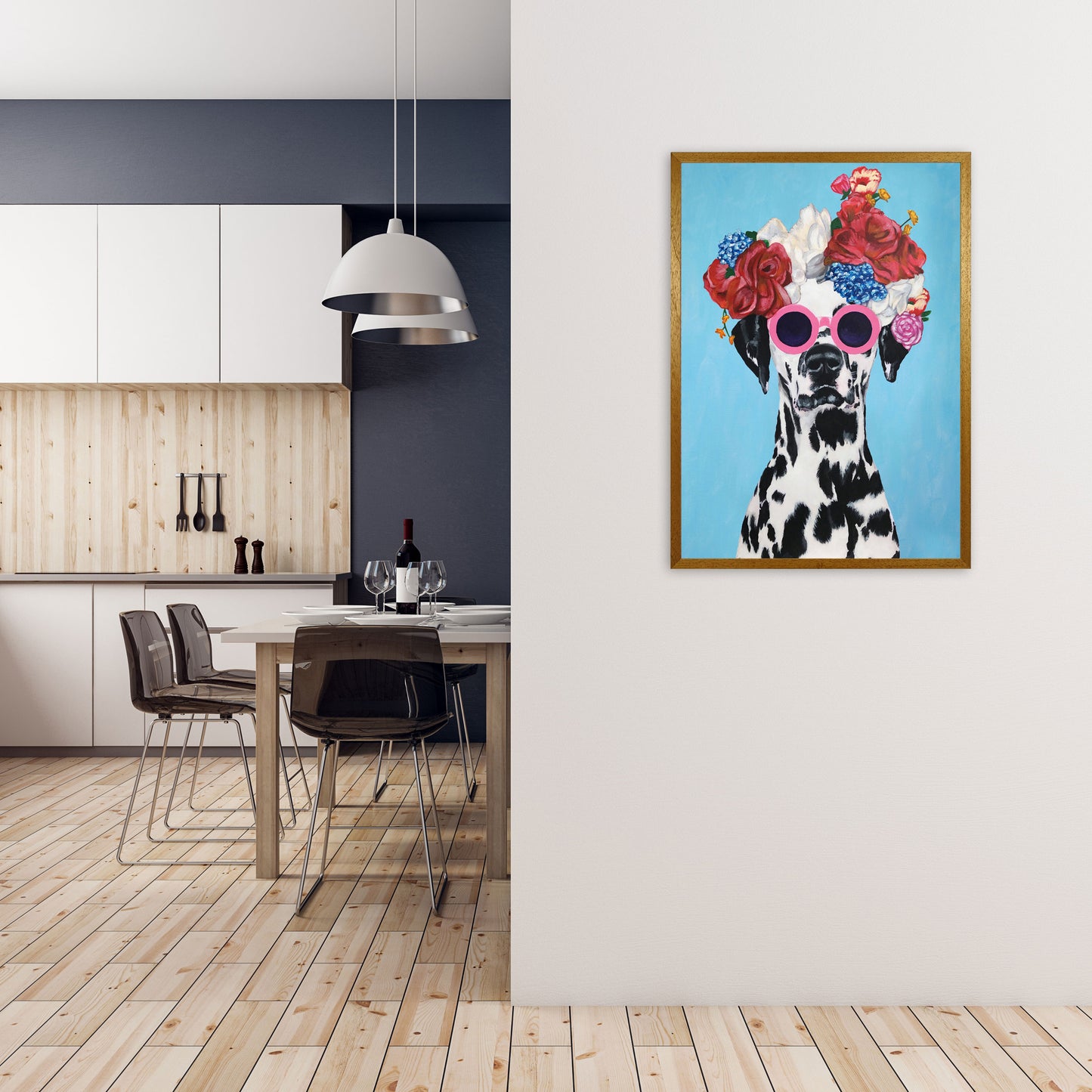 Fashion Dalmatian Blue Art Print by Coco Deparis A1 Print Only
