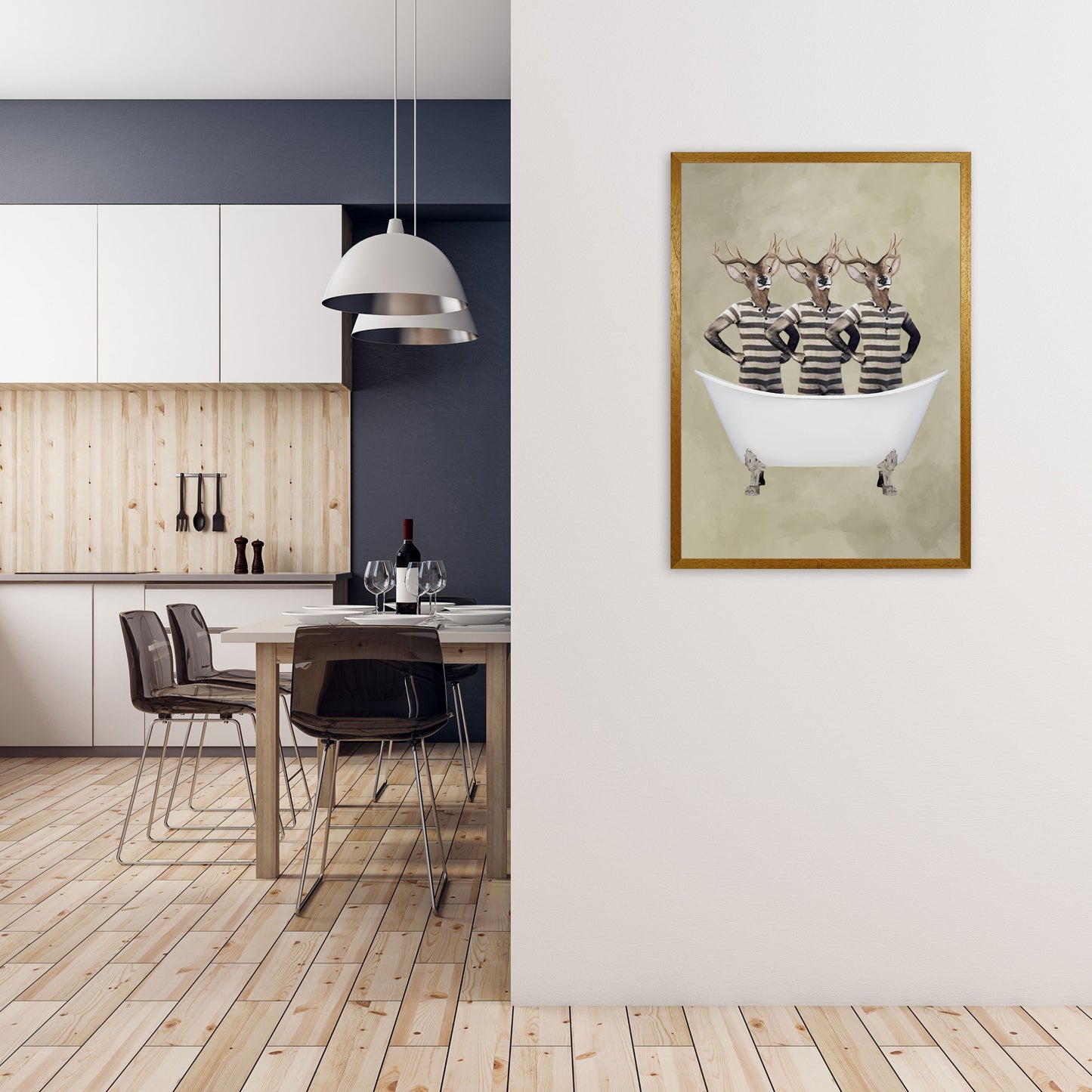 Deers In Bathtub Art Print by Coco Deparis A1 Print Only