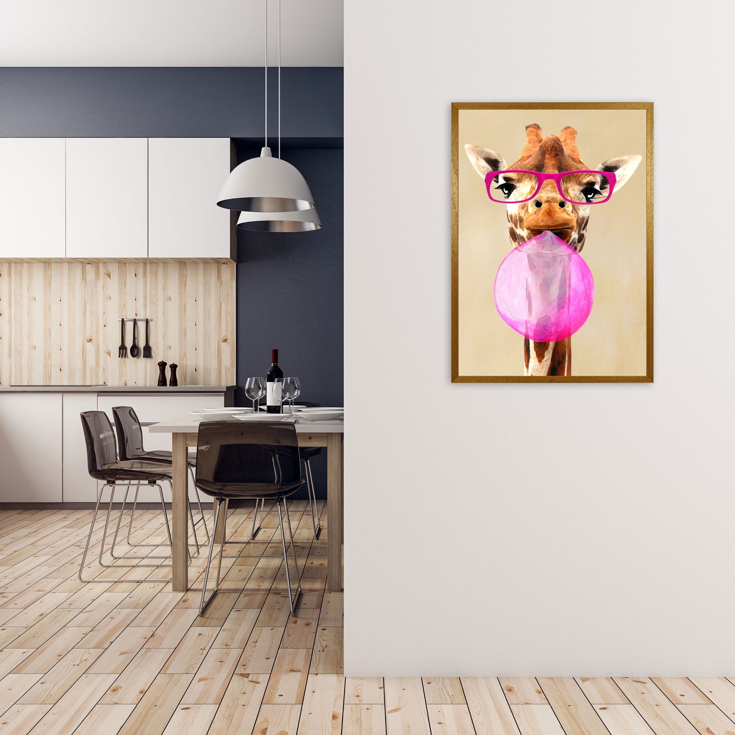 Clever Giraffe With Bubblegum Art Print by Coco Deparis A1 Print Only