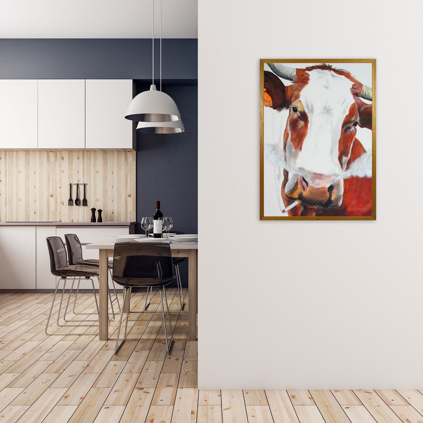 Cow Smoking 02 Art Print by Coco Deparis A1 Print Only