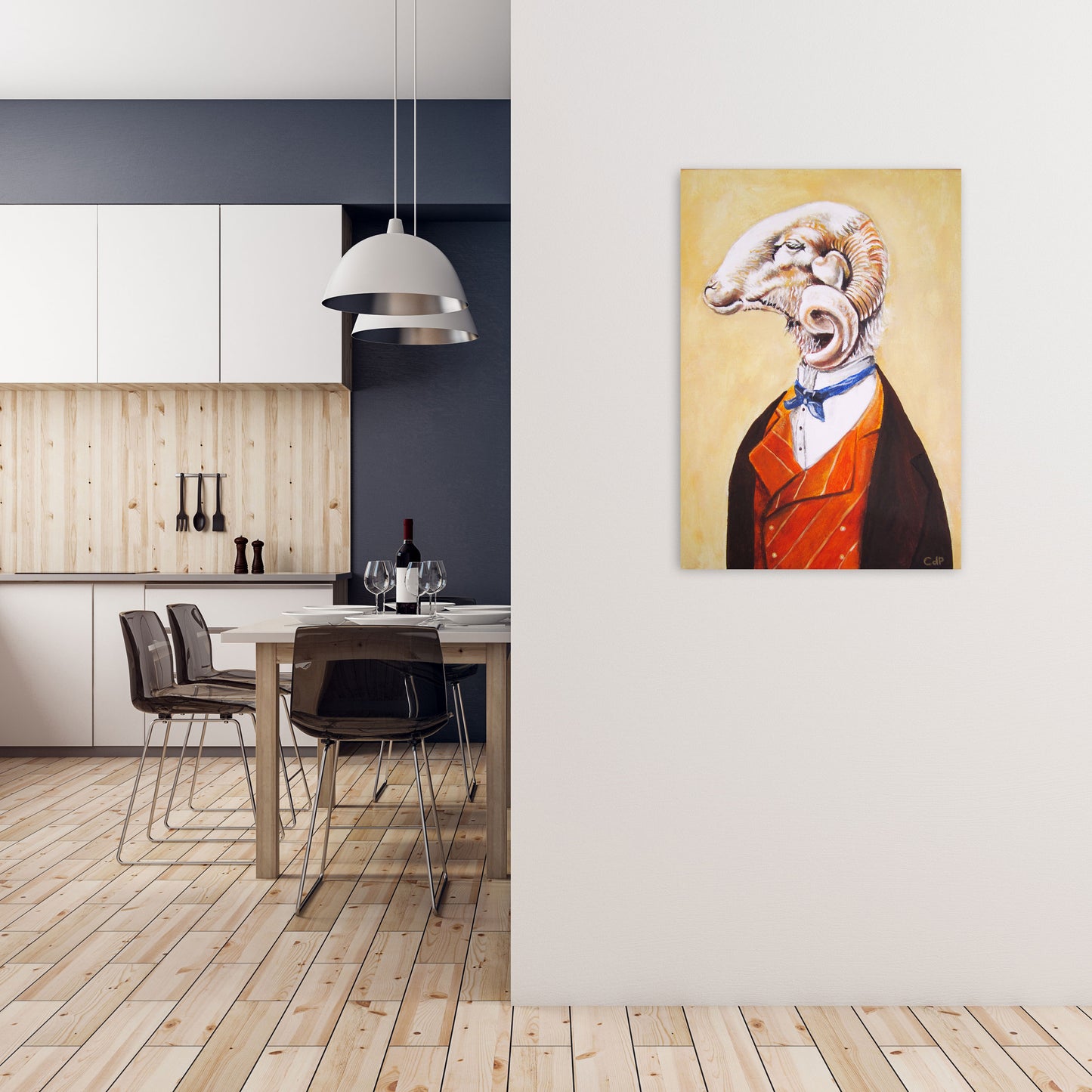 Ram Art Print by Coco Deparis A1 Black Frame