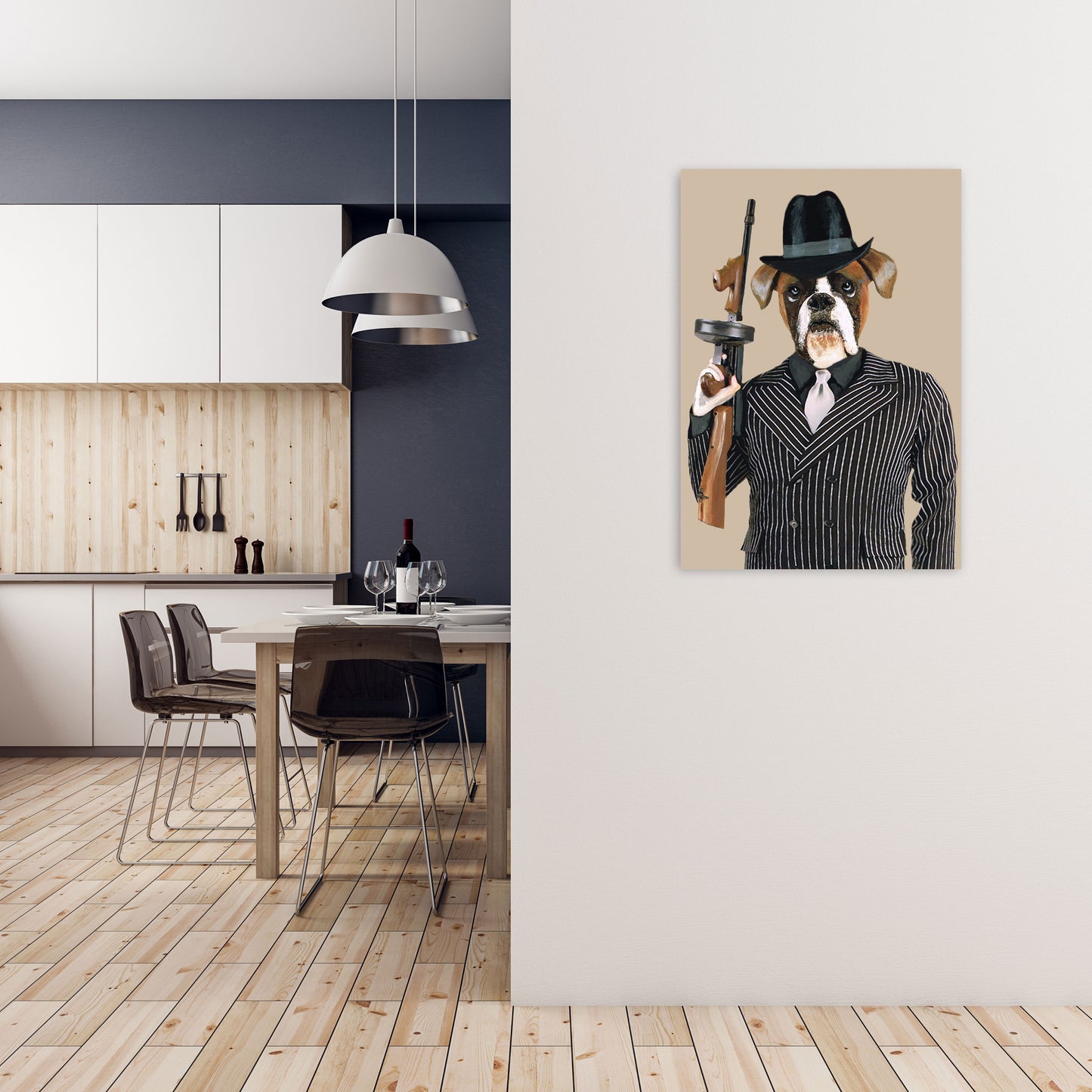 Gangster Boxer Art Print by Coco Deparis A1 Black Frame