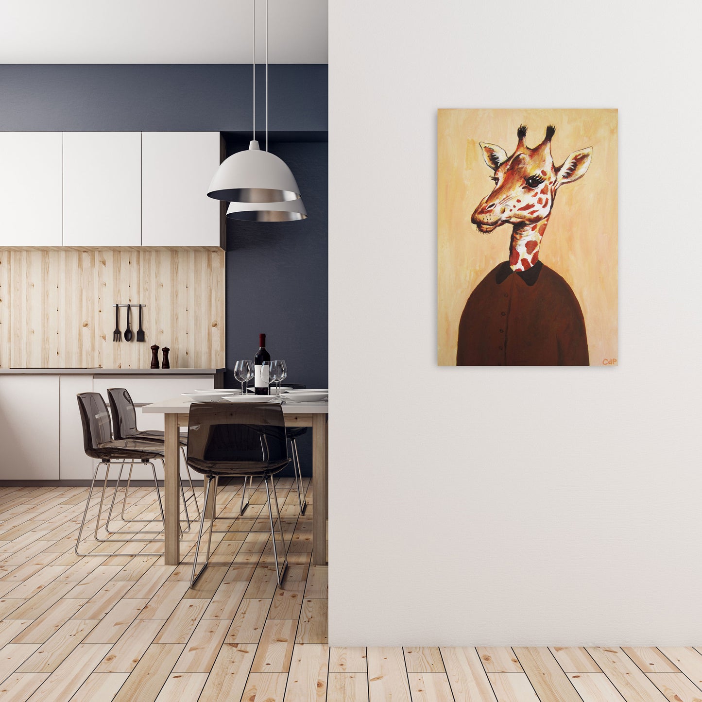 Giraffe 02 Art Print by Coco Deparis A1 Black Frame