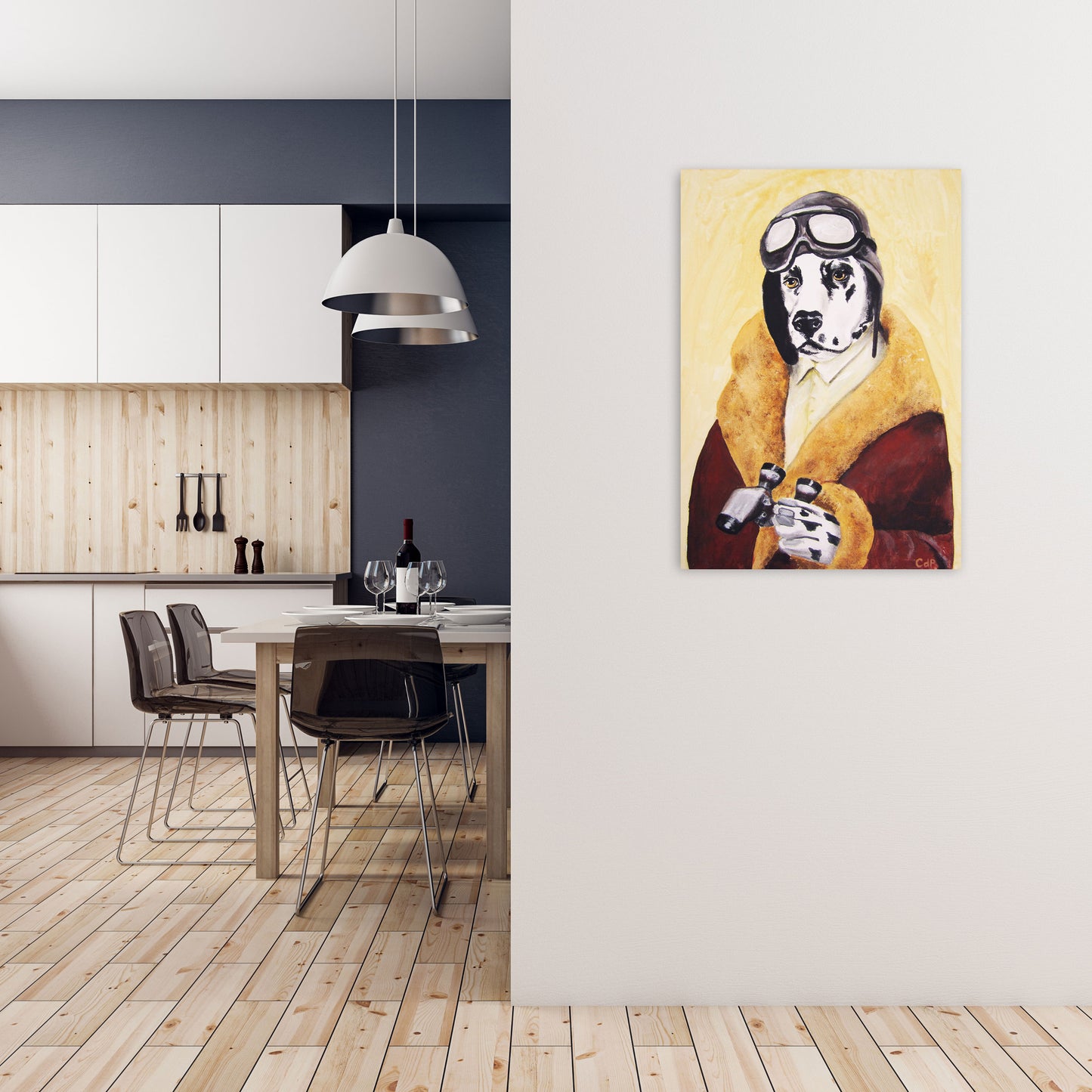 Dalmatian Pilote Art Print by Coco Deparis A1 Black Frame