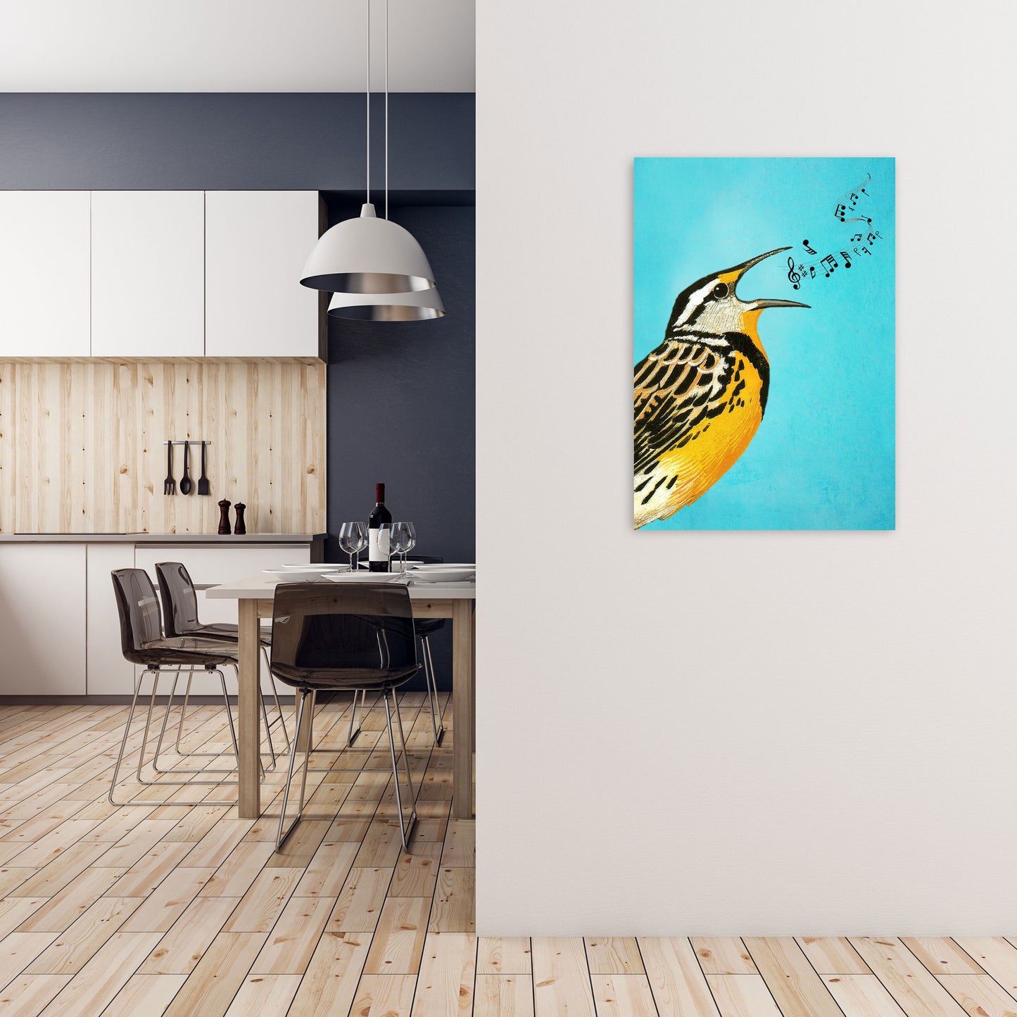 Bird Singing 02 Art Print by Coco Deparis A1 Black Frame