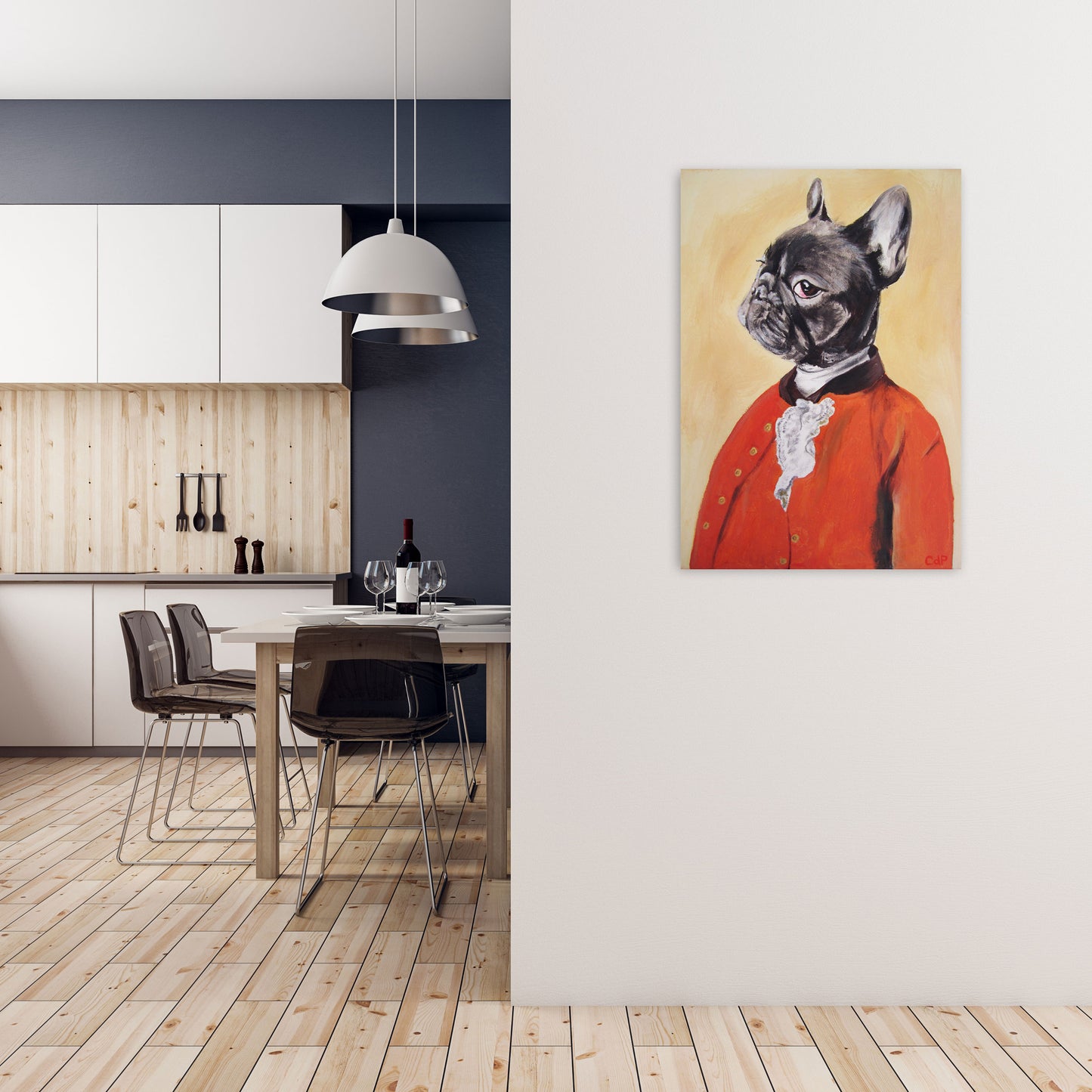 Bulldog 02 Art Print by Coco Deparis A1 Black Frame