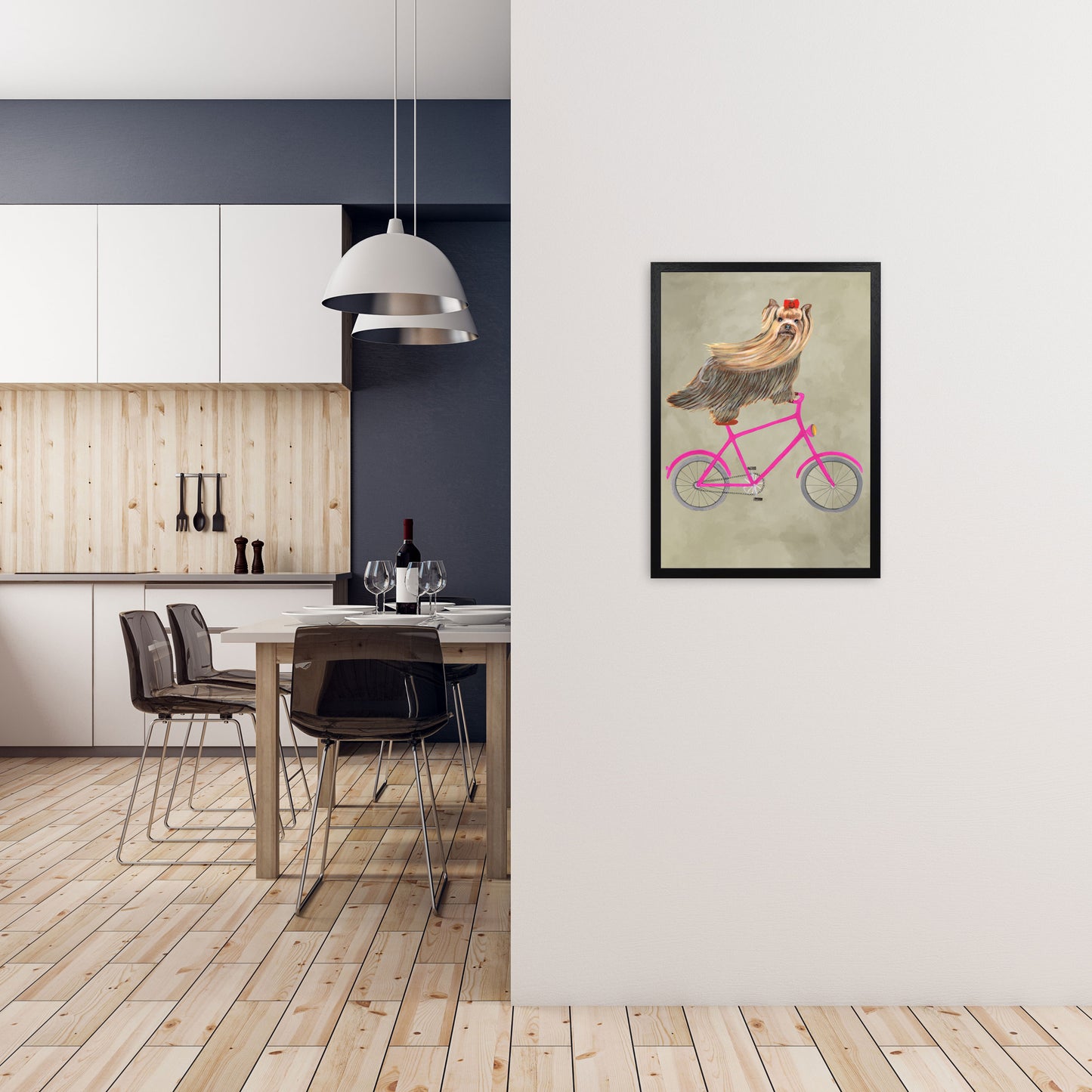 Yorkshire On Bicycle Art Print by Coco Deparis A2 White Frame