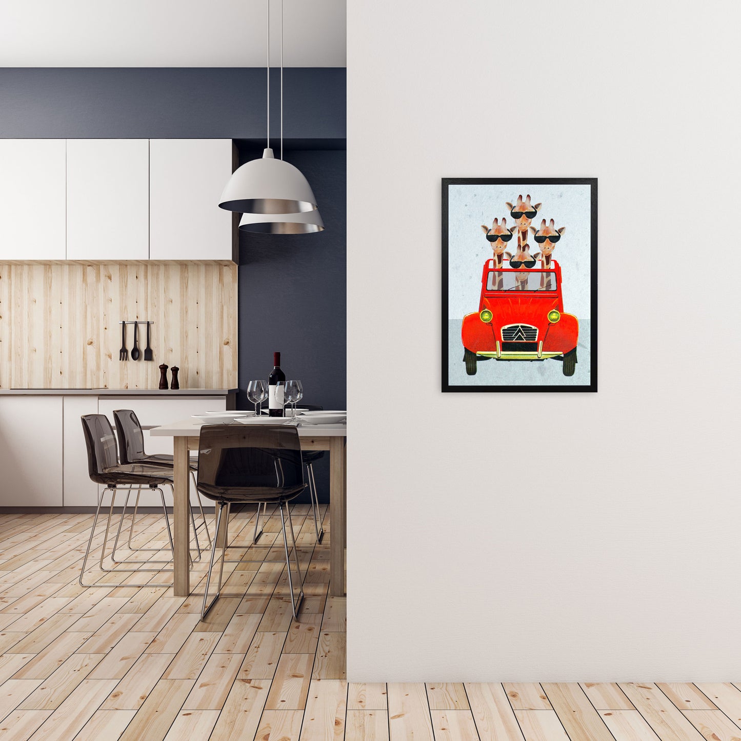 Giraffes On Holiday 2 Art Print by Coco Deparis A2 White Frame