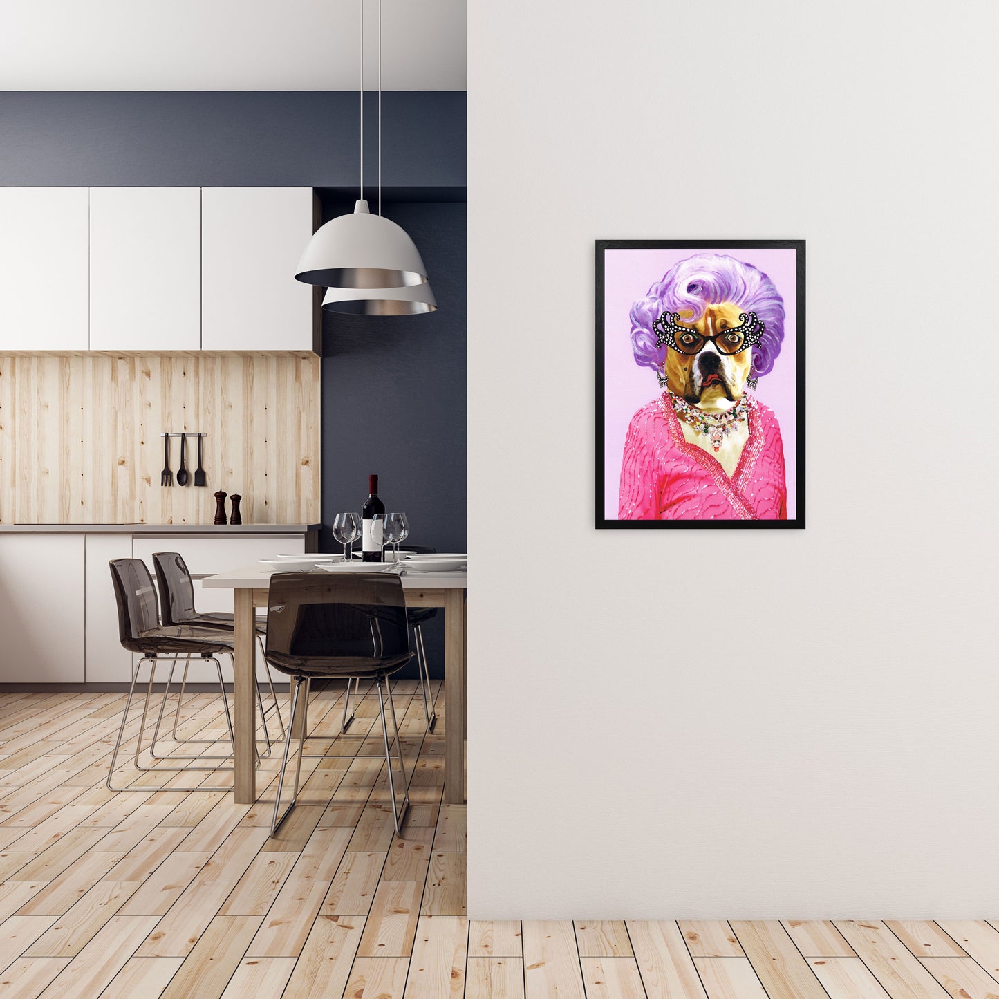 Dame Edna Art Print by Coco Deparis A2 White Frame