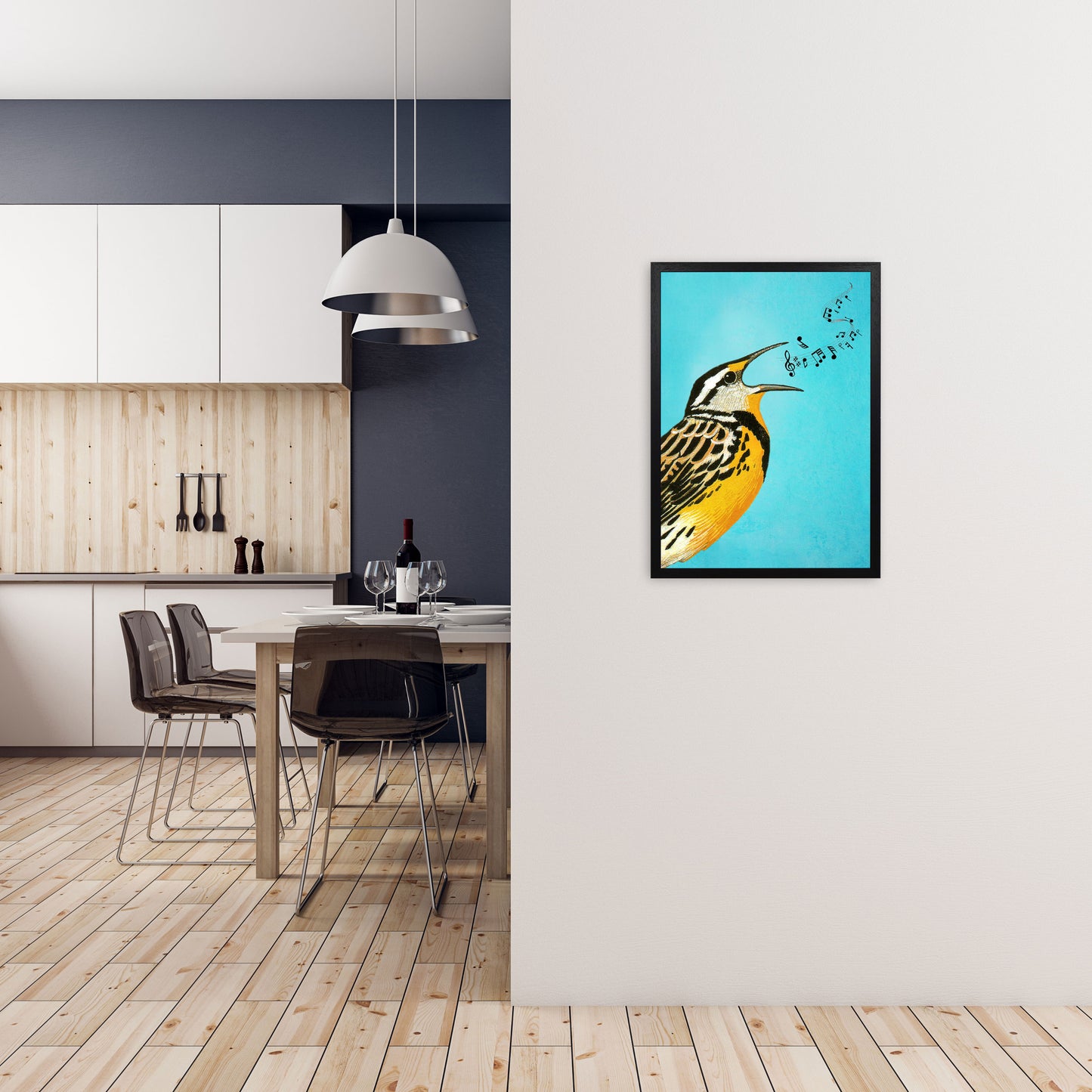 Bird Singing 02 Art Print by Coco Deparis A2 White Frame