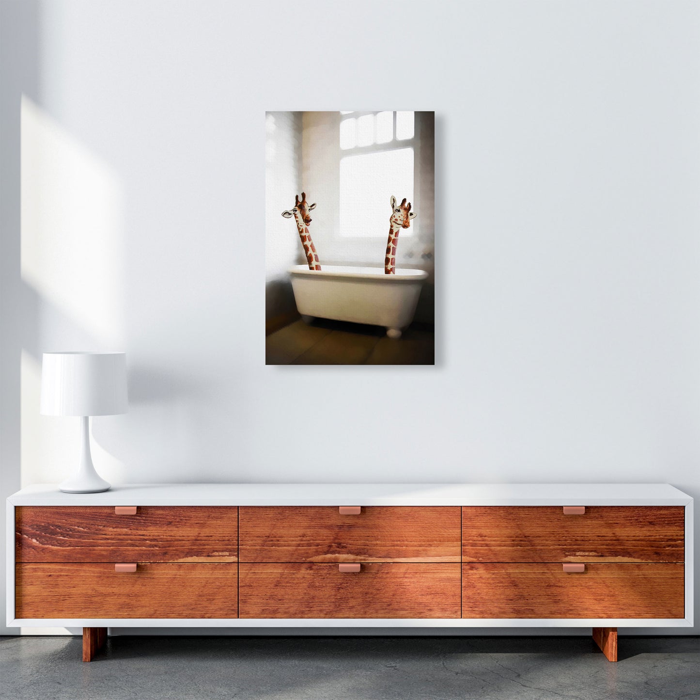 Giraffes In Bathtube Art Print by Coco Deparis A2 Canvas