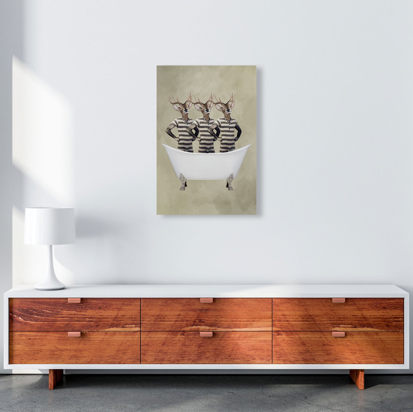 Deers In Bathtub Art Print by Coco Deparis A2 Canvas