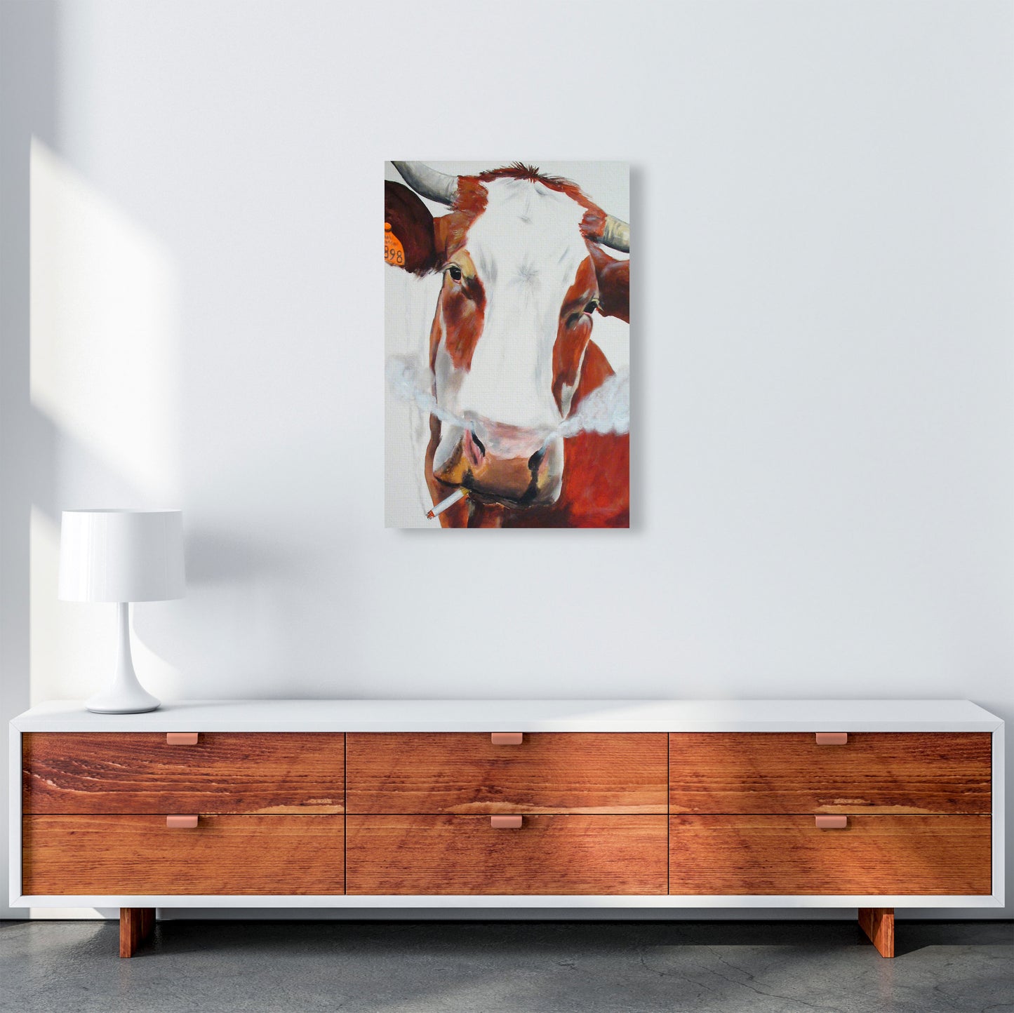 Cow Smoking 02 Art Print by Coco Deparis A2 Canvas