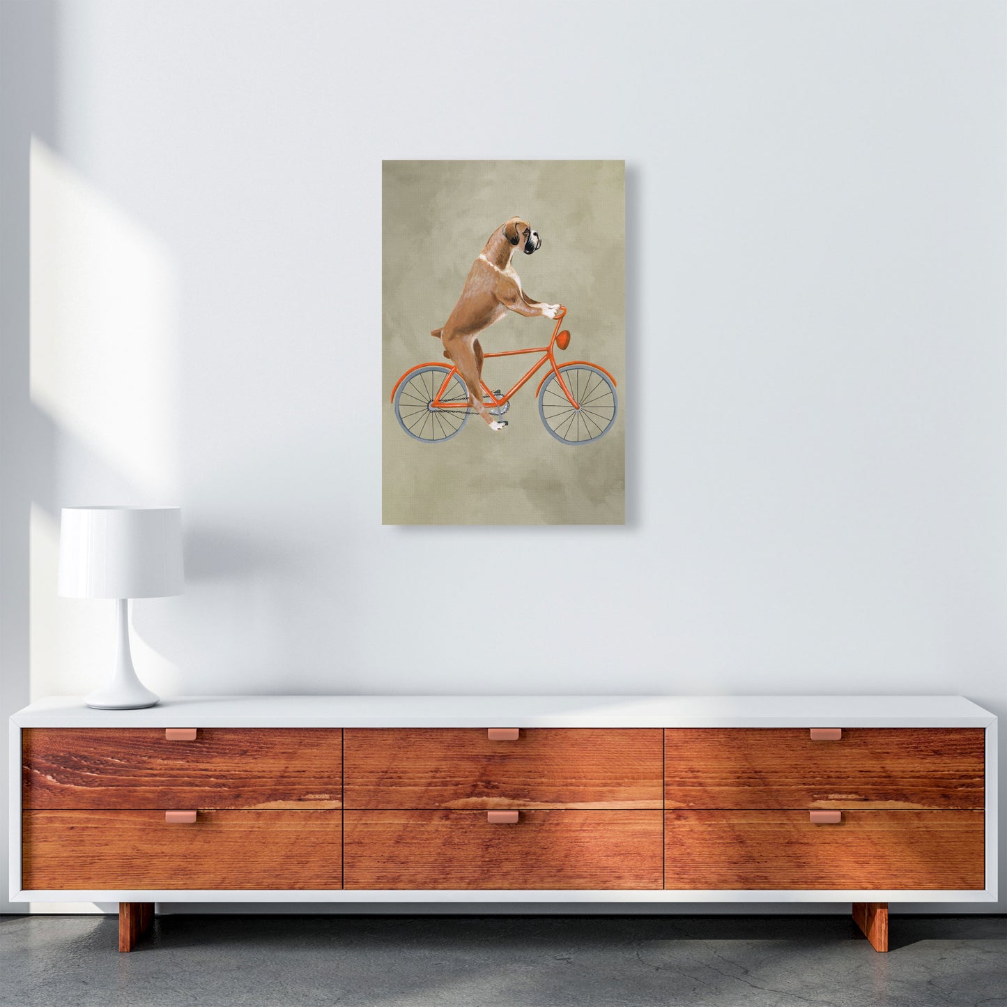 Boxer On Bicycle Art Print by Coco Deparis A2 Canvas