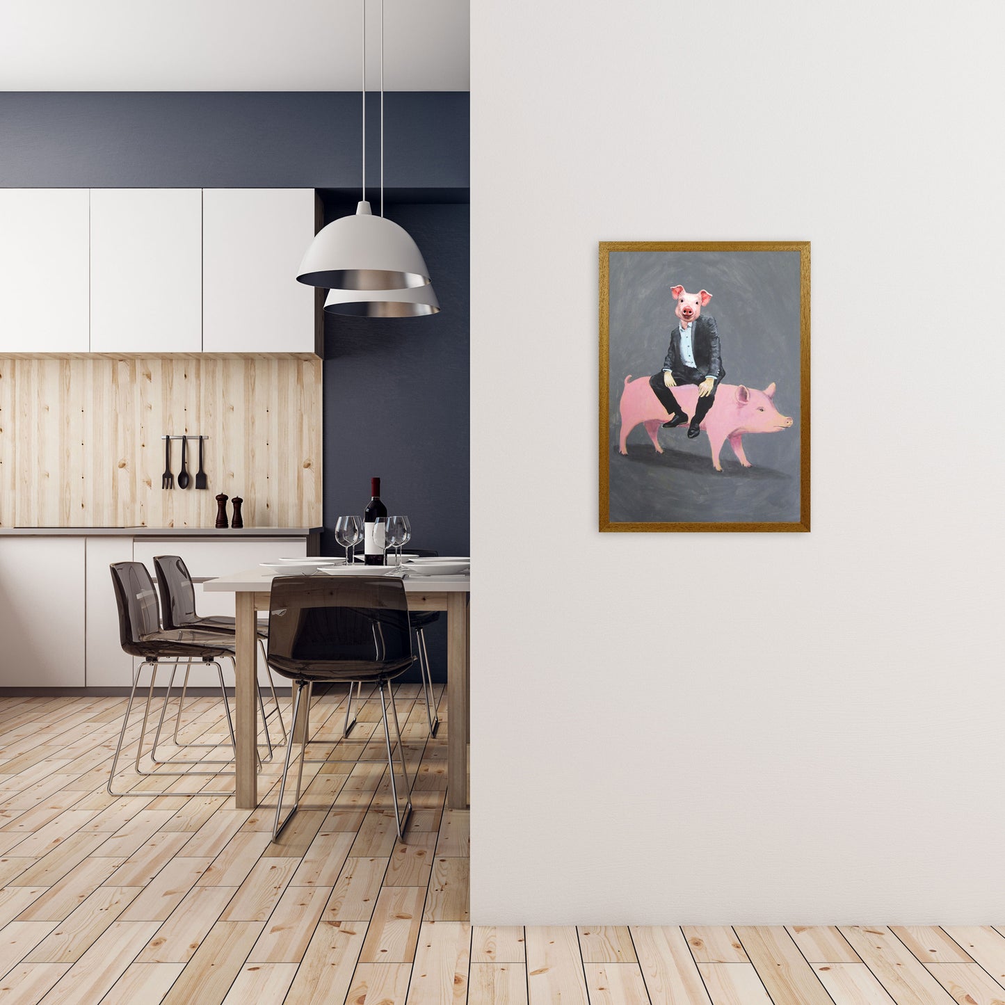 Pig Sitting On A Pig Art Print by Coco Deparis A2 Print Only