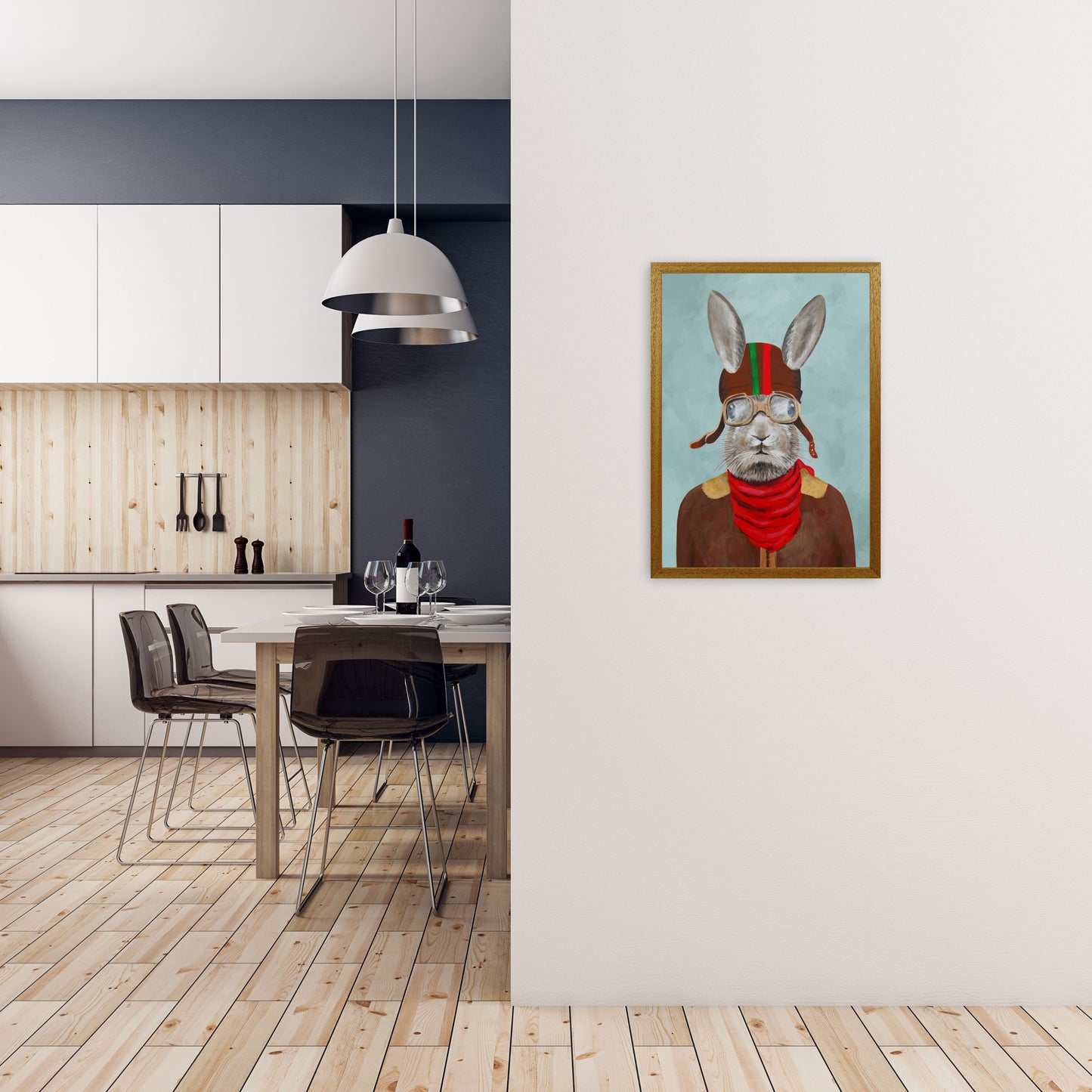 Rabbit With Helmet Art Print by Coco Deparis A2 Print Only