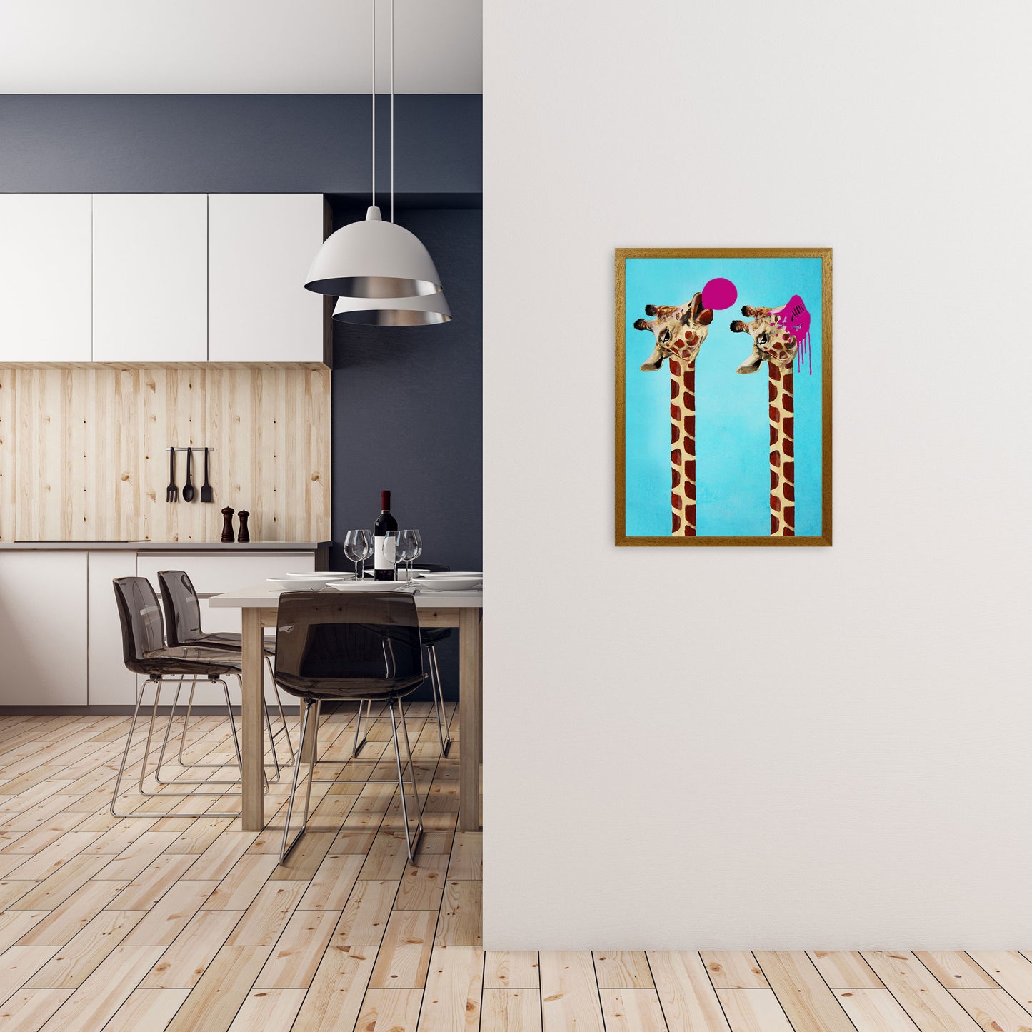 Giraffes With Bubblegum Art Print by Coco Deparis A2 Print Only