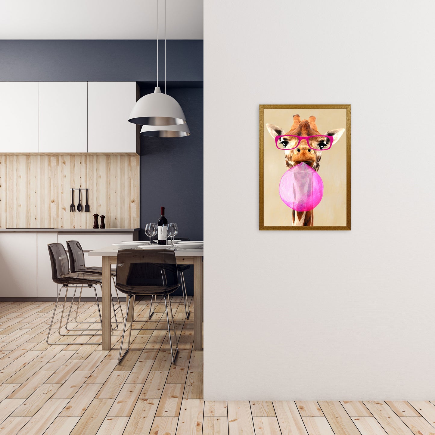 Clever Giraffe With Bubblegum Art Print by Coco Deparis A2 Print Only