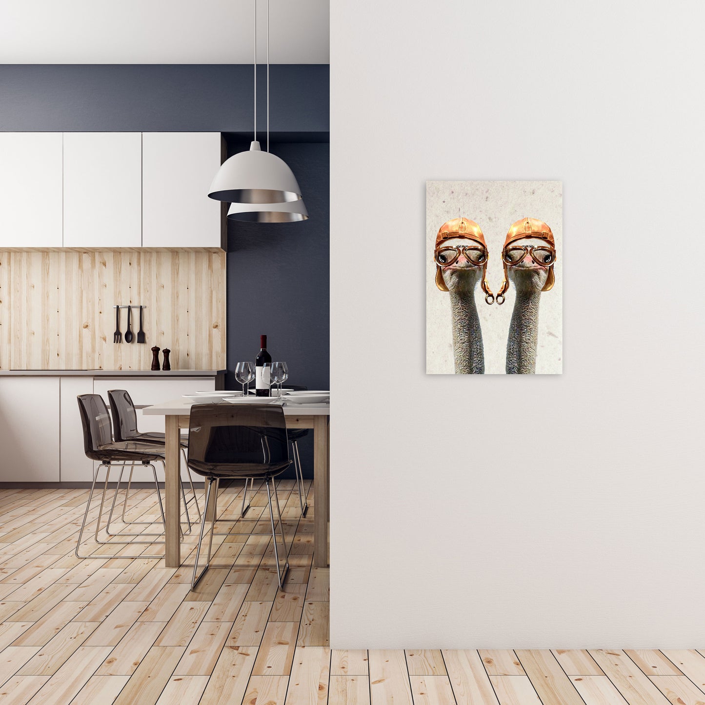 Ostriches Vintage Pilotes 2 Art Print by Coco Deparis A2 Black Frame