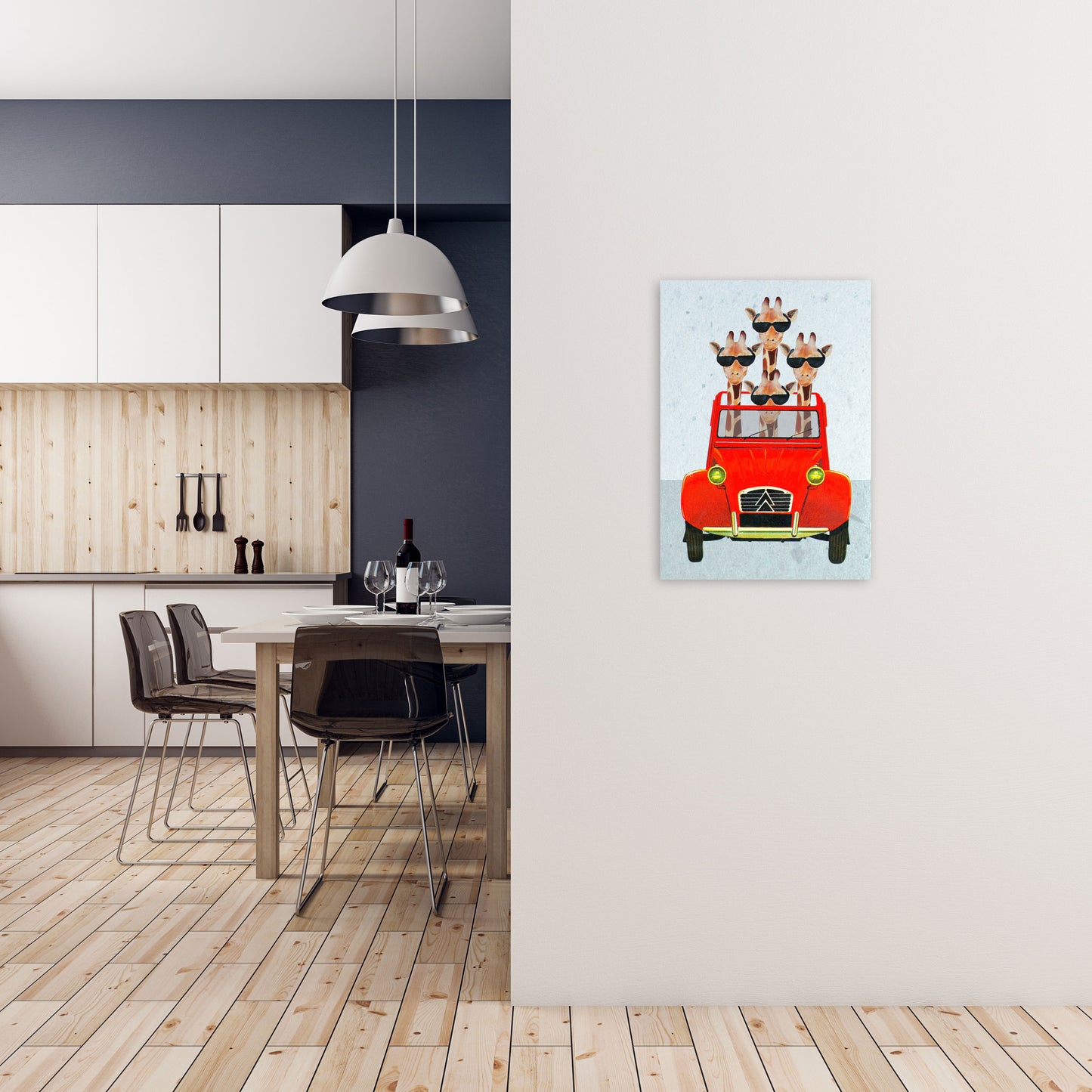 Giraffes On Holiday 2 Art Print by Coco Deparis A2 Black Frame