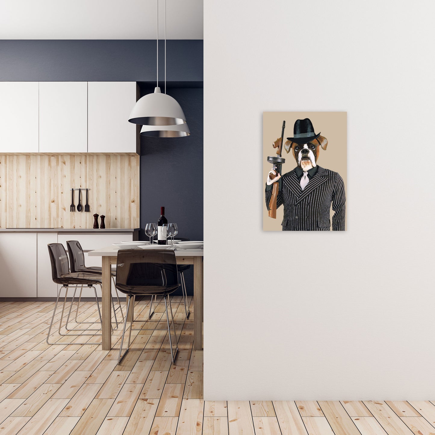 Gangster Boxer Art Print by Coco Deparis A2 Black Frame