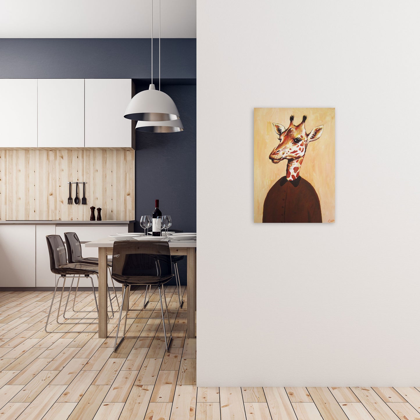 Giraffe 02 Art Print by Coco Deparis A2 Black Frame