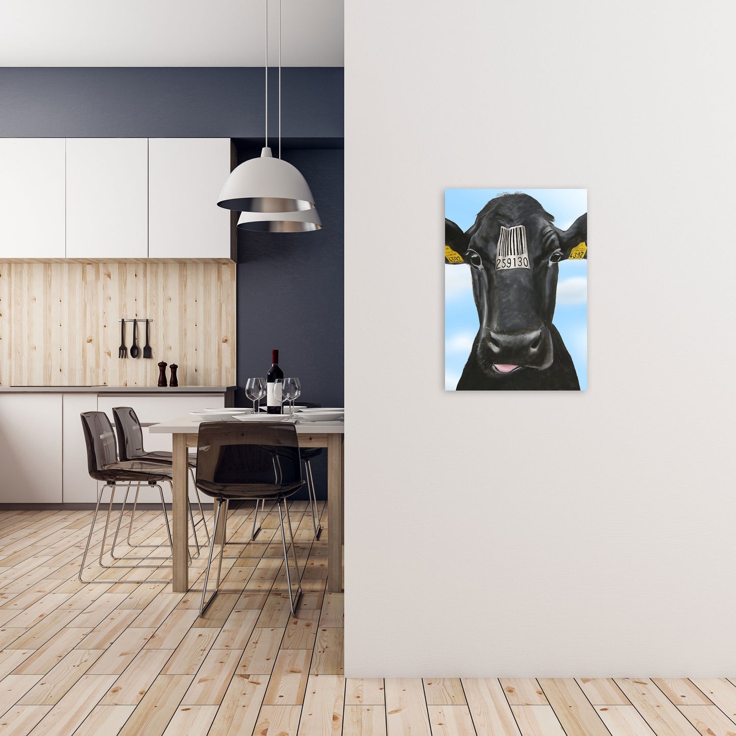 Cow Barcode 01 Art Print by Coco Deparis A2 Black Frame