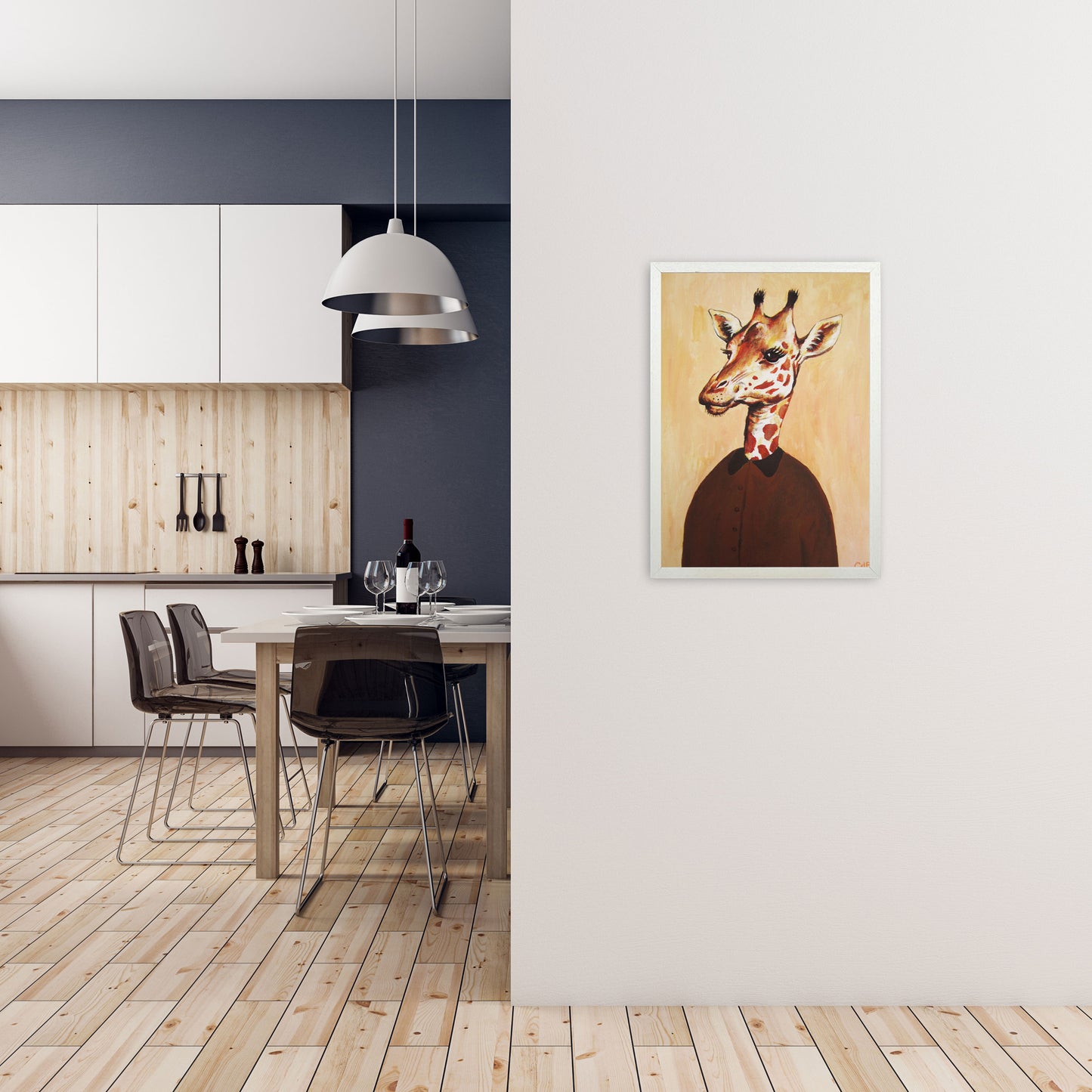 Giraffe 02 Art Print by Coco Deparis A2 Oak Frame