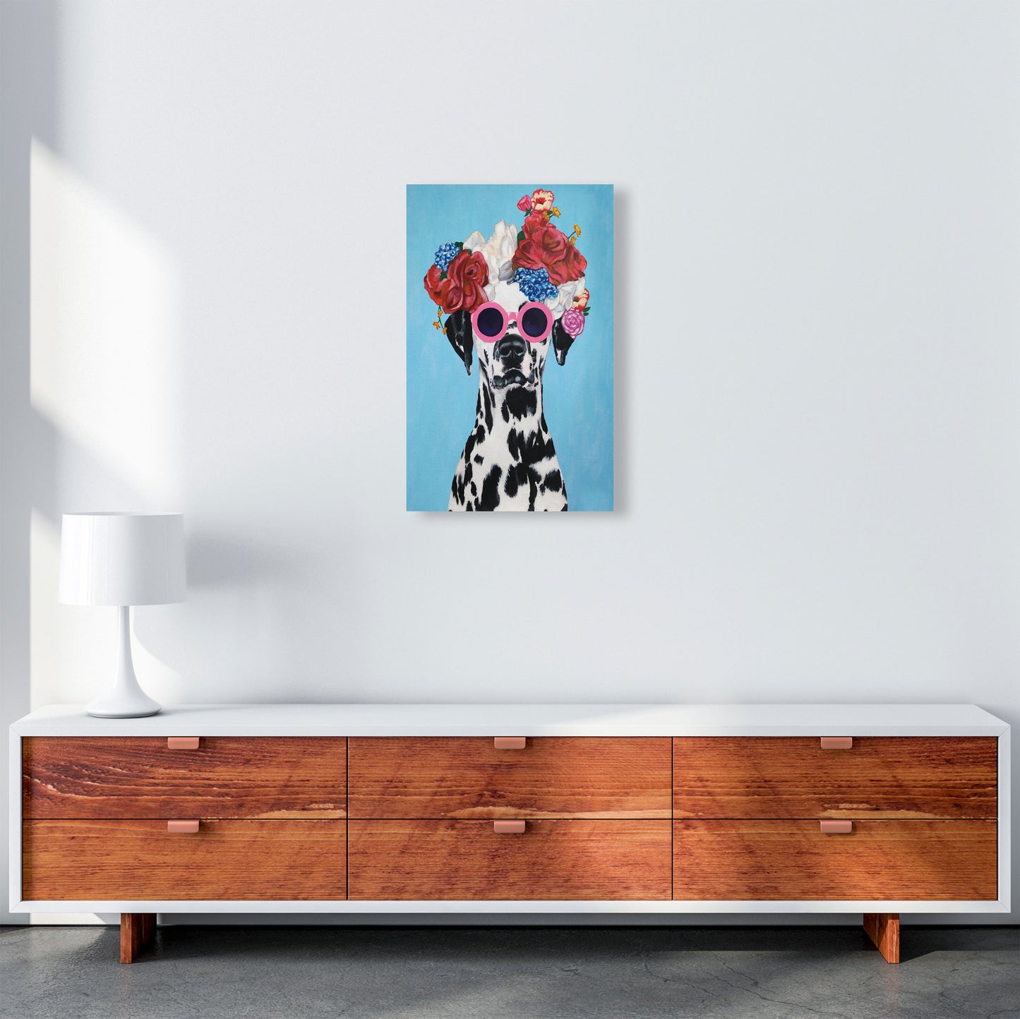 Fashion Dalmatian Blue Art Print by Coco Deparis A3 Canvas