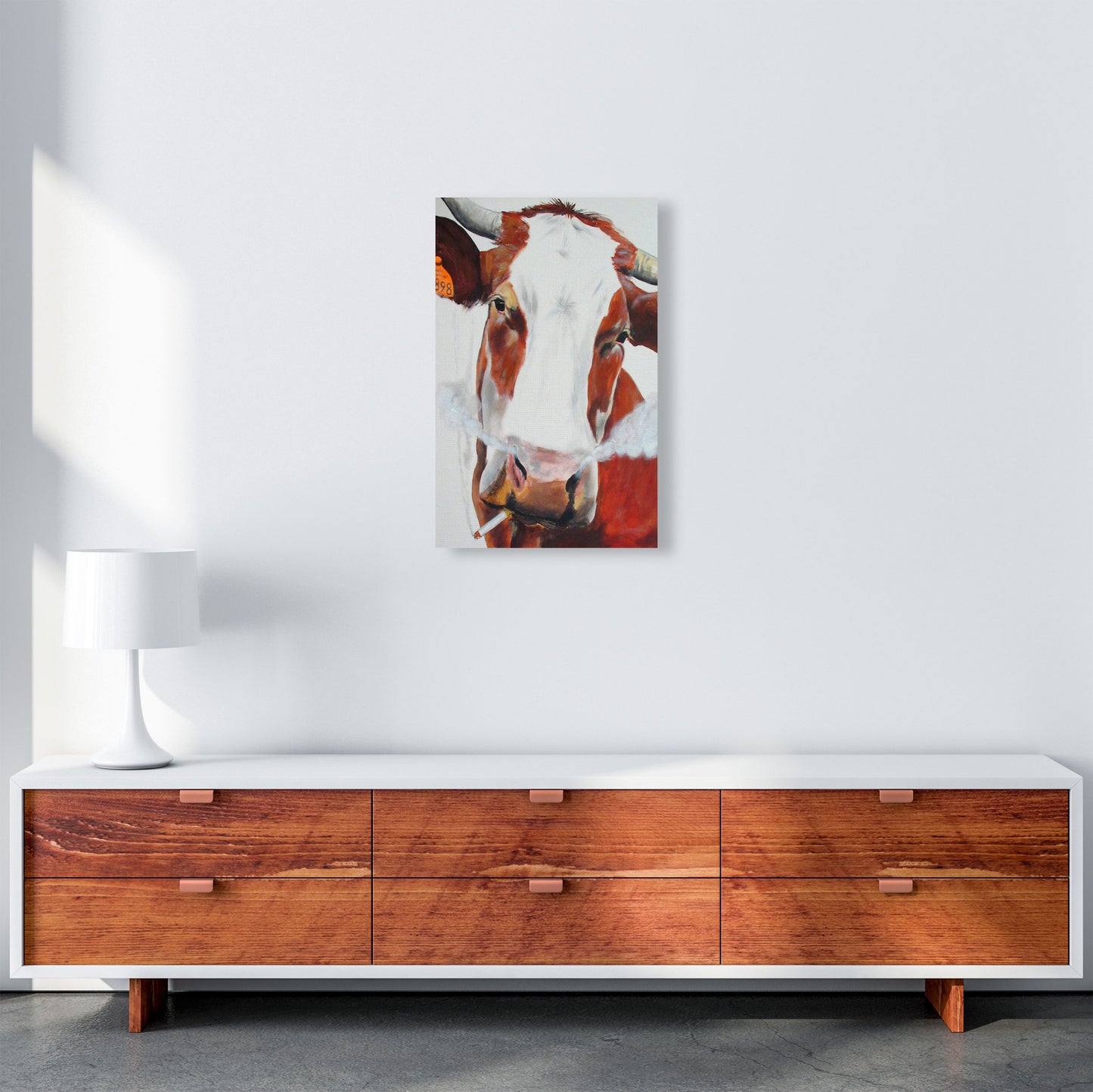 Cow Smoking 02 Art Print by Coco Deparis A3 Canvas