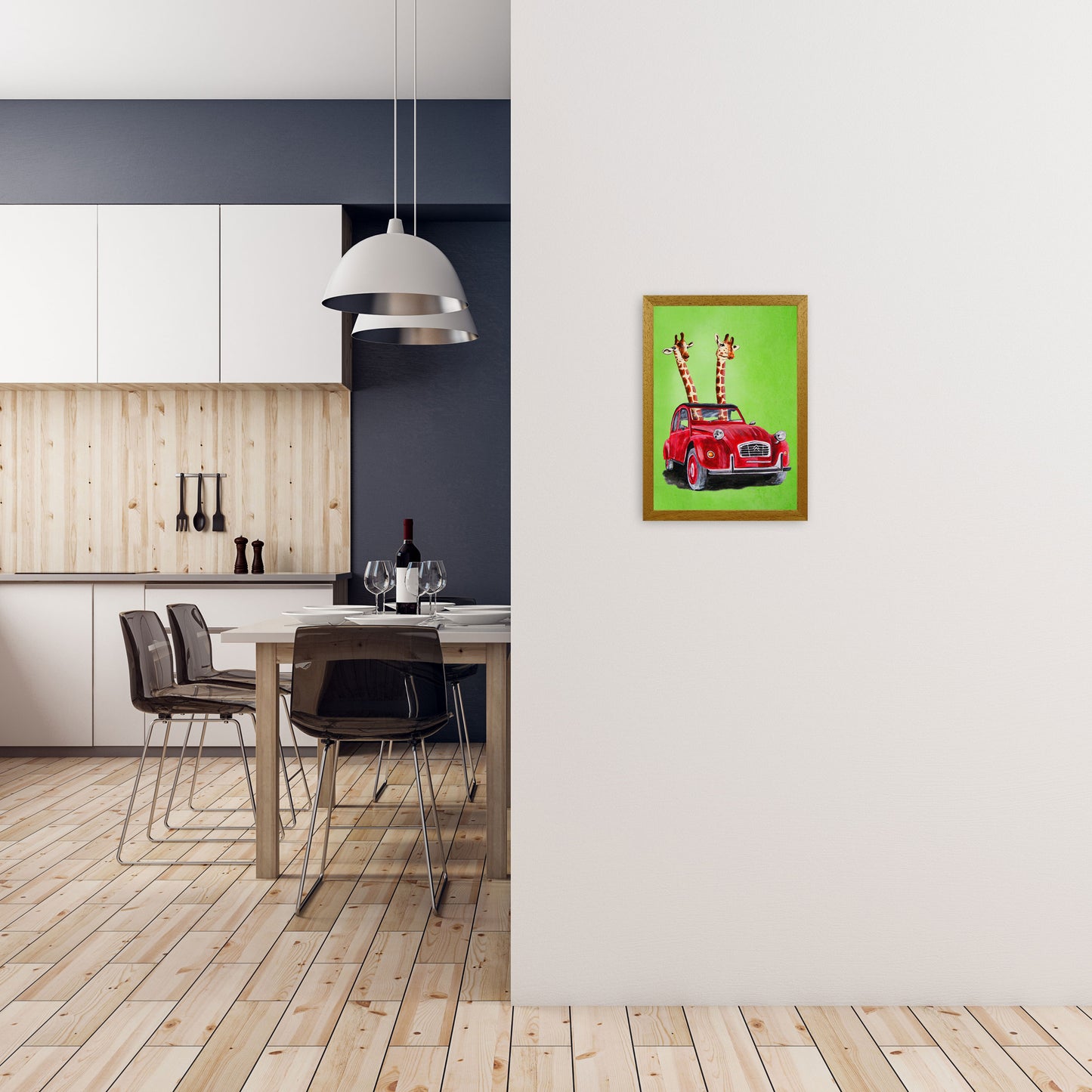 2 Giraffes In Car 2 Art Print by Coco Deparis A3 Print Only