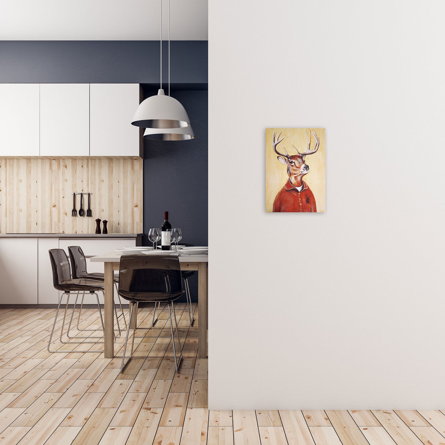 Deer 01 Art Print by Coco Deparis A3 Black Frame