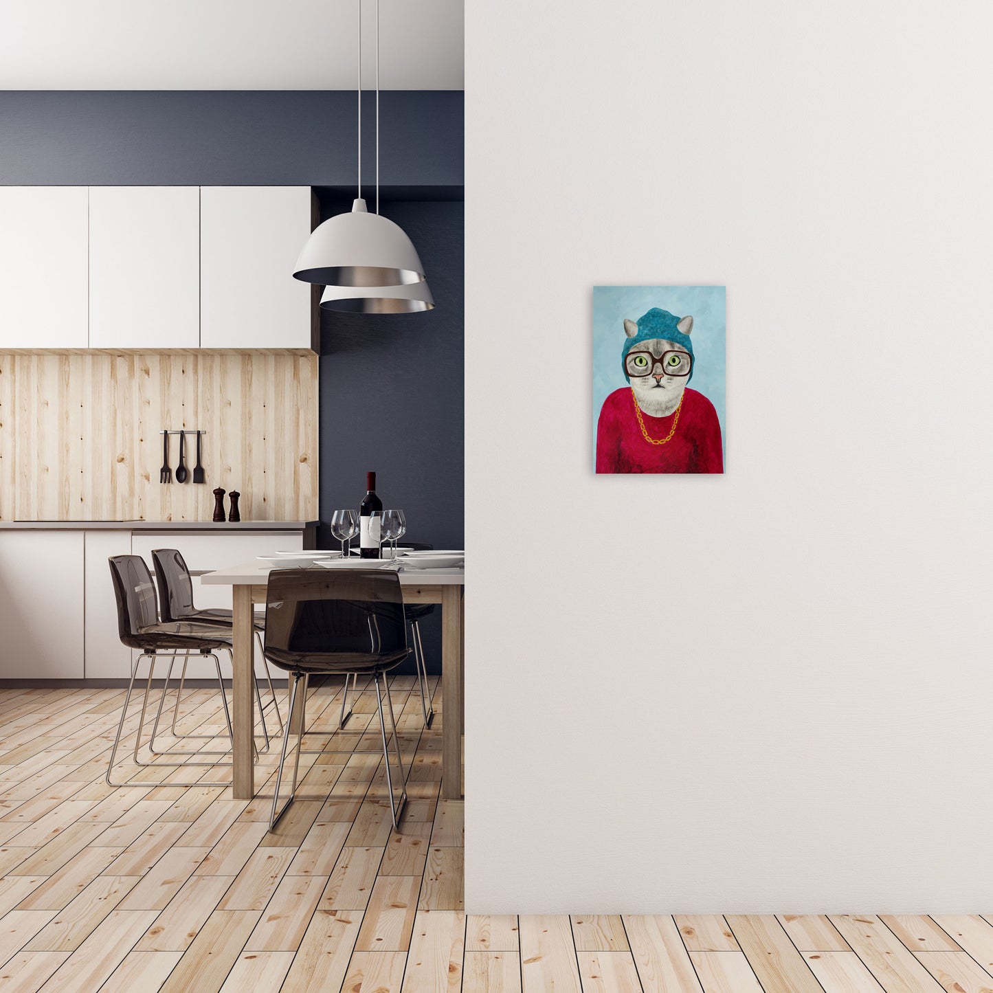 Cat Rapper Art Print by Coco Deparis A3 Black Frame