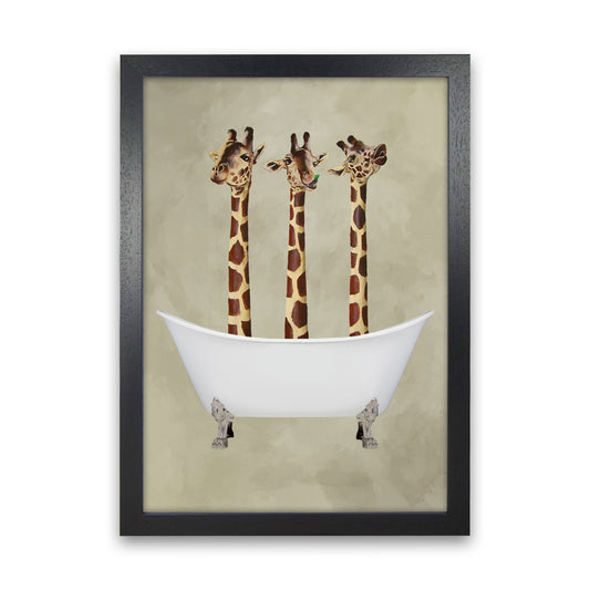 Giraffes In Bathtub Art Print by Coco Deparis Black Grain