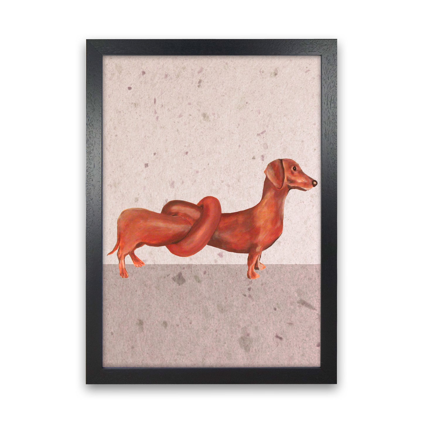 Daschund Knotted Art Print by Coco Deparis Black Grain