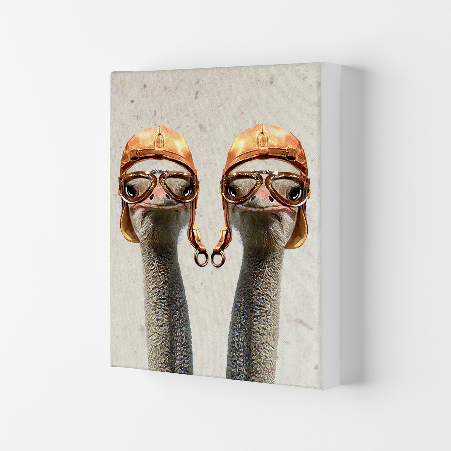 Ostriches Vintage Pilotes 2 Art Print by Coco Deparis Canvas