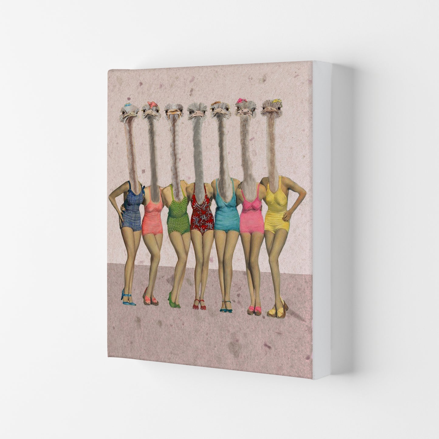 Ostriches In Bathsuites Art Print by Coco Deparis Canvas