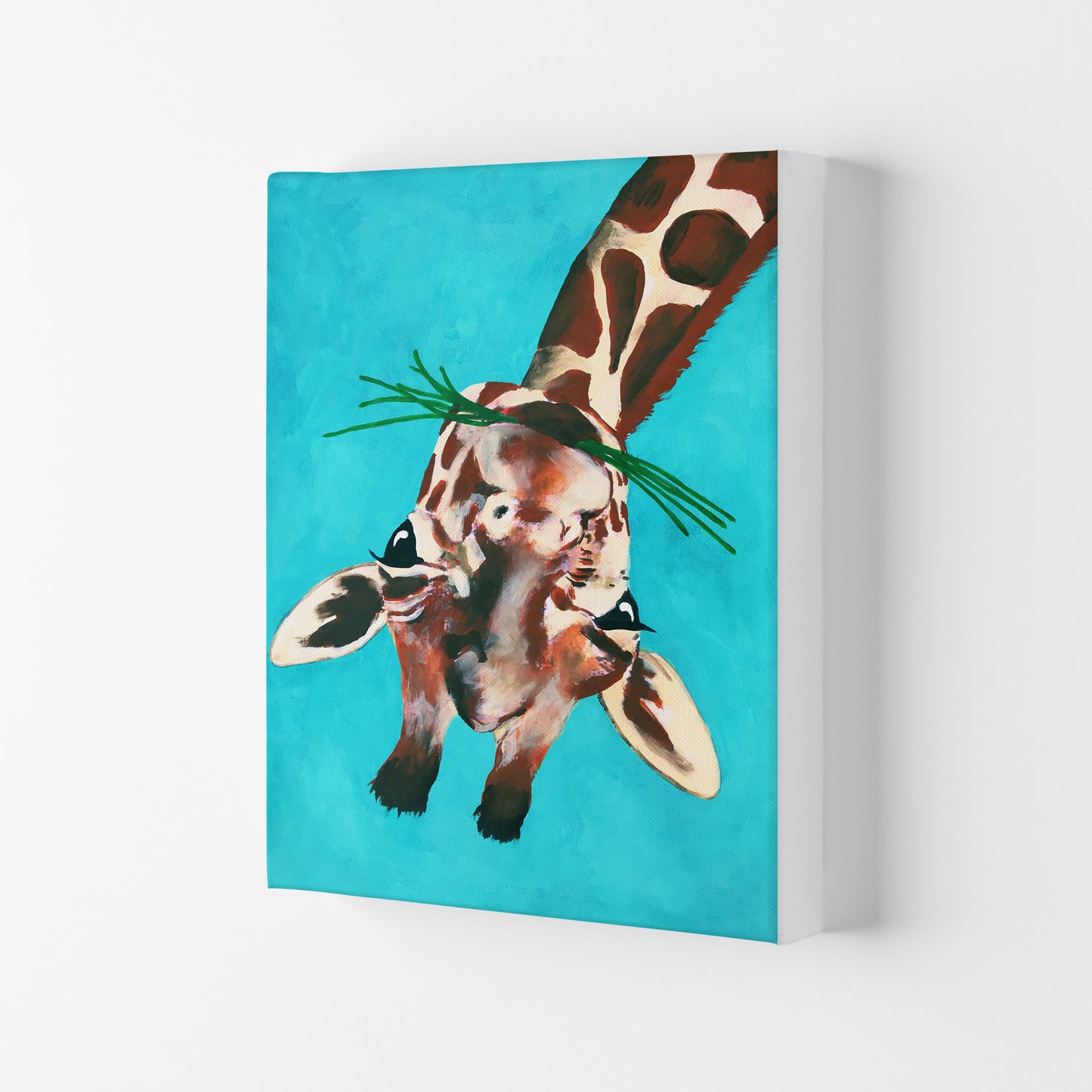 Giraffe Upside Down Art Print by Coco Deparis Canvas