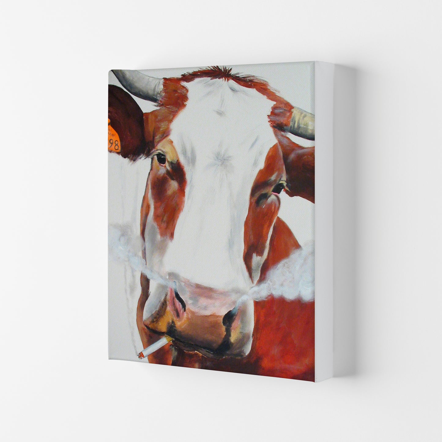 Cow Smoking 02 Art Print by Coco Deparis Canvas