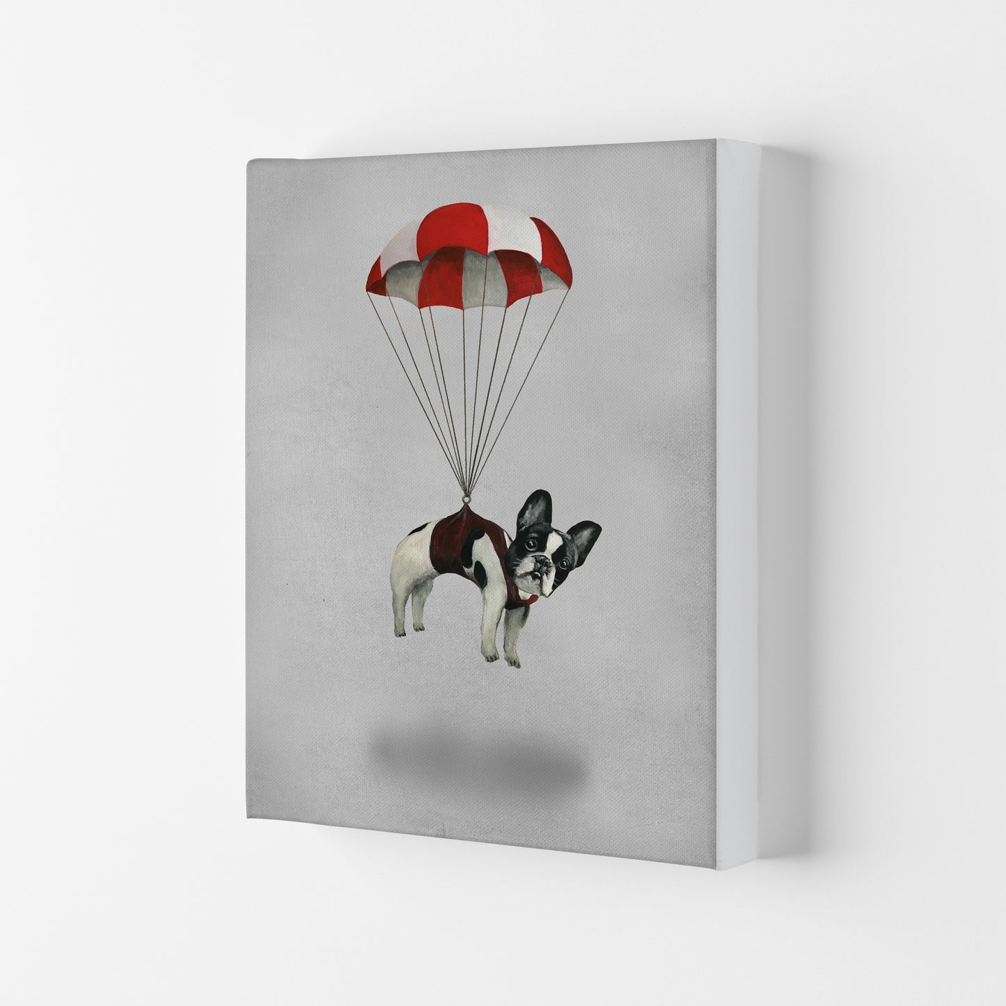 Bulldog With Parachute Art Print by Coco Deparis Canvas